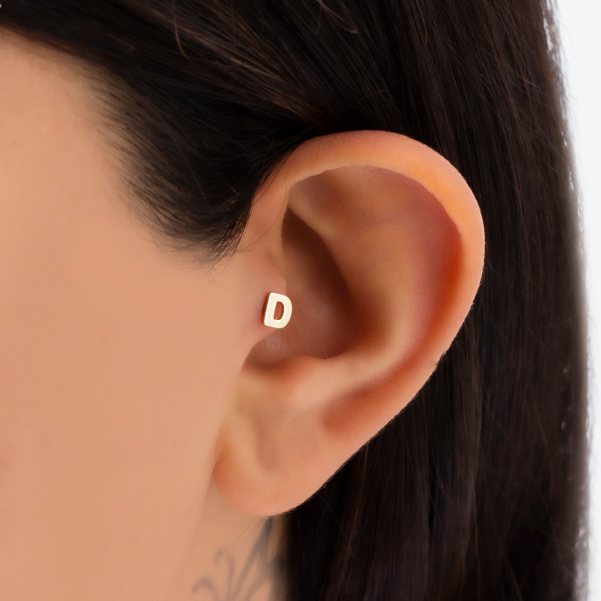 14 Carat Gold D Letter Piercing