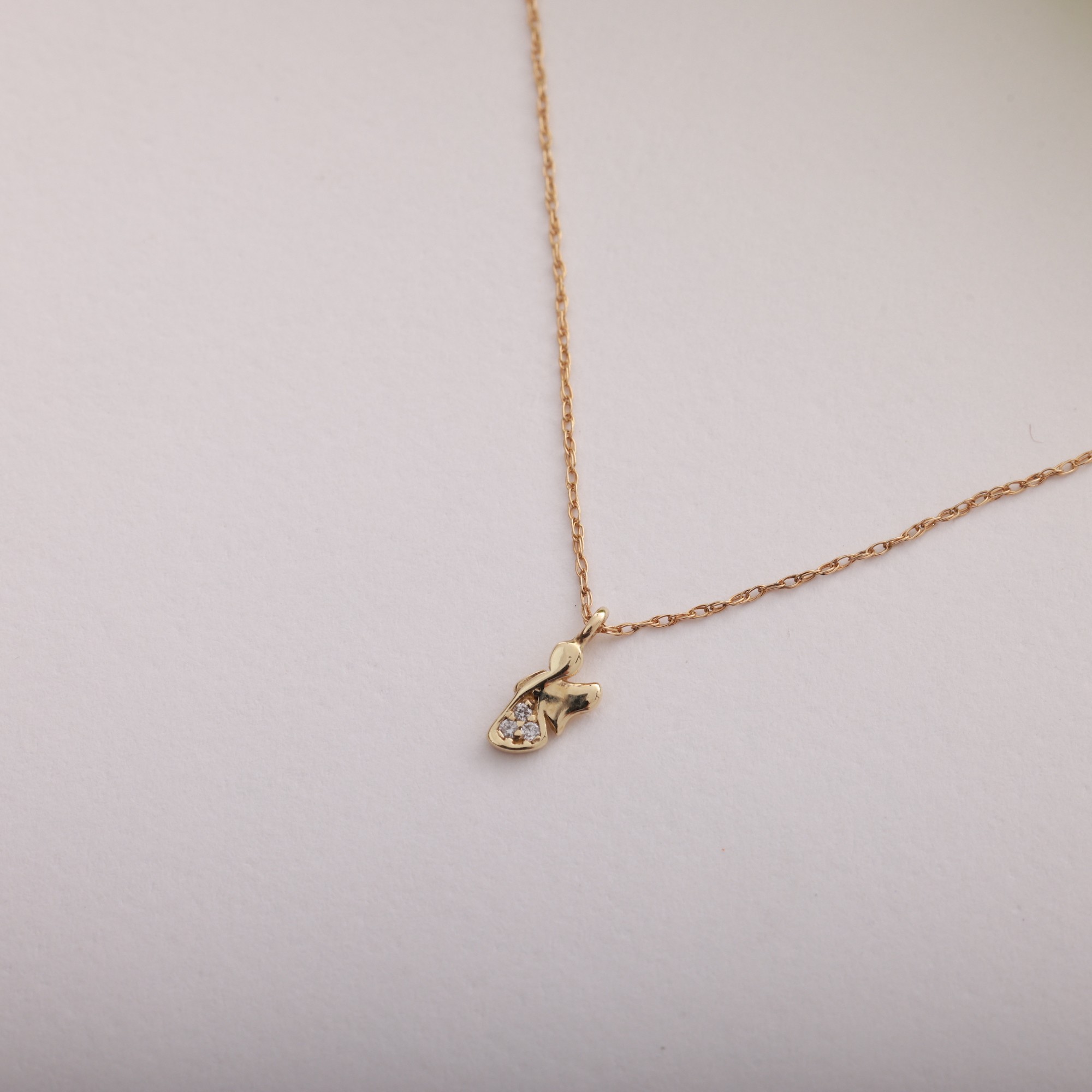 14 Carat Gold Minimal Angel Necklace