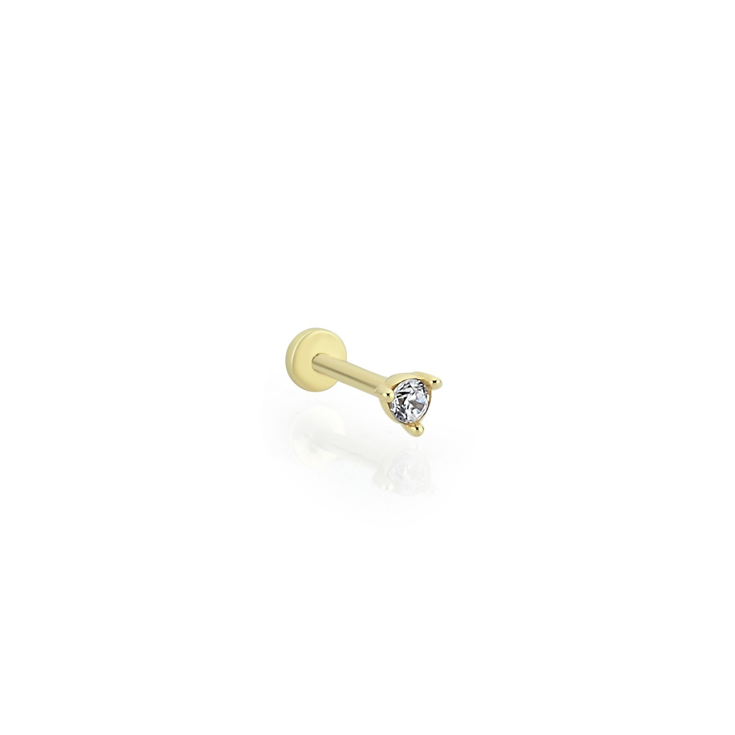 14 Carat Gold Minimal Single Stone Piercing