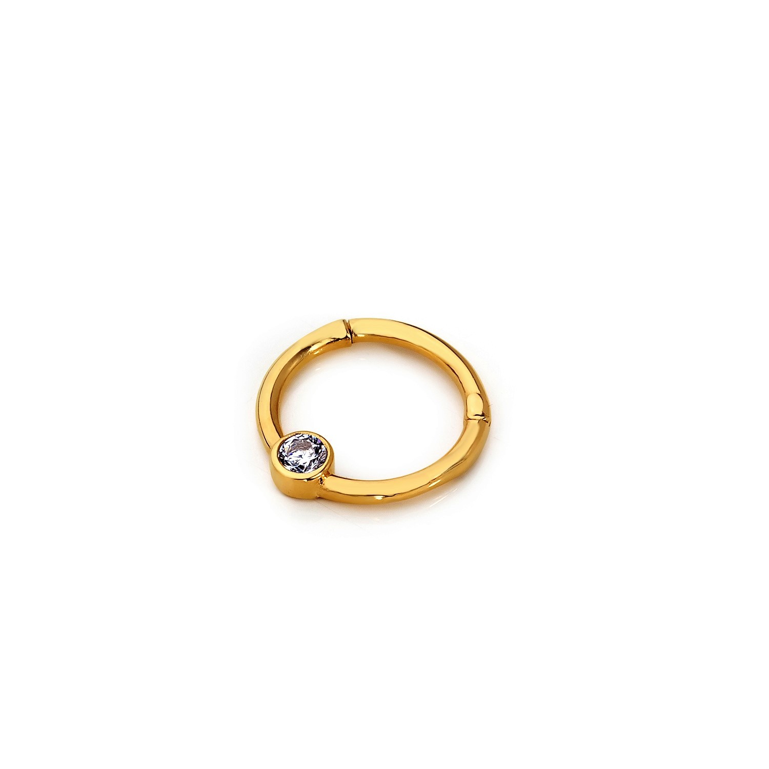 14 Carat Gold Minimal Single Stone Helix Piercing