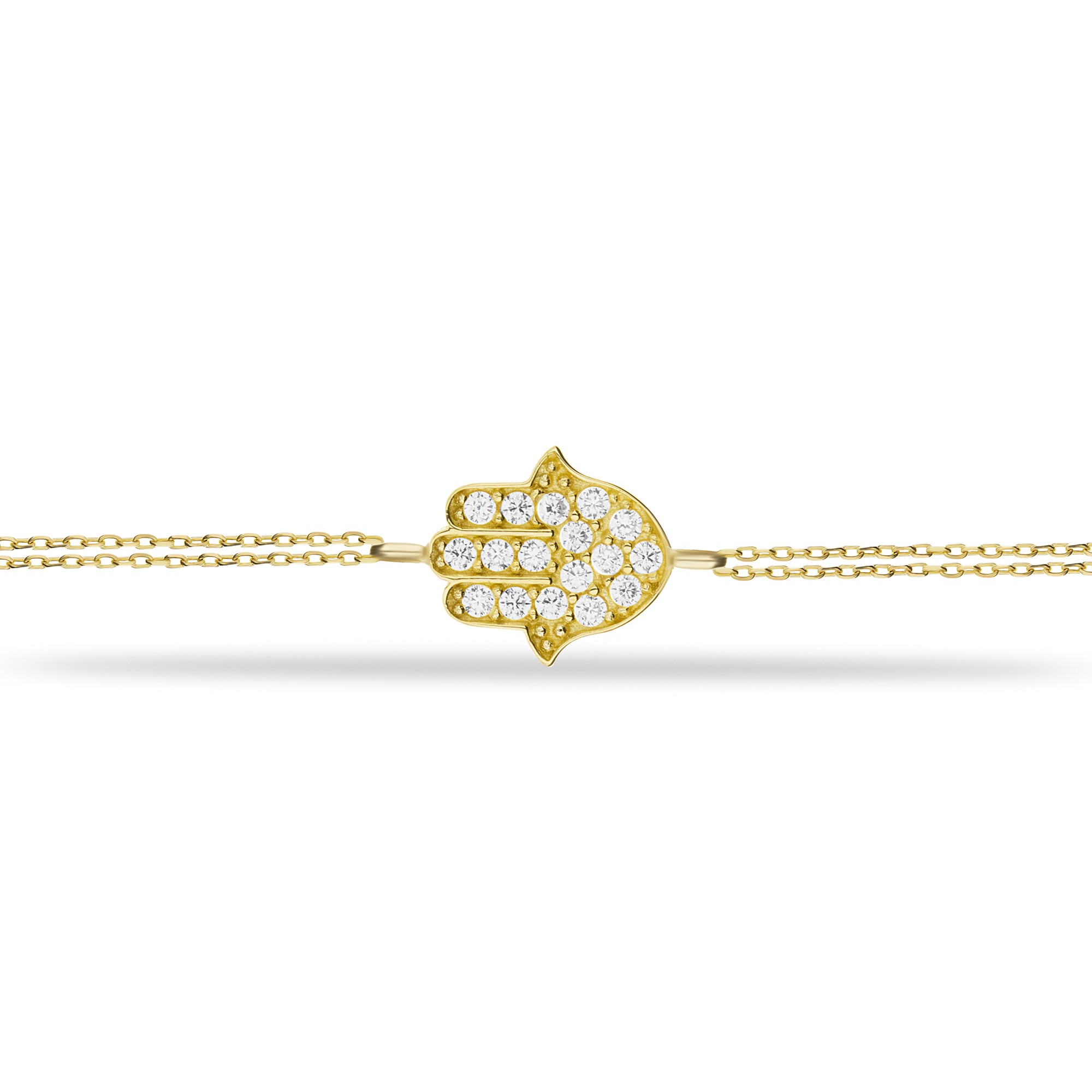 14 Carat Gold Fatima's Hand Stone Bracelet