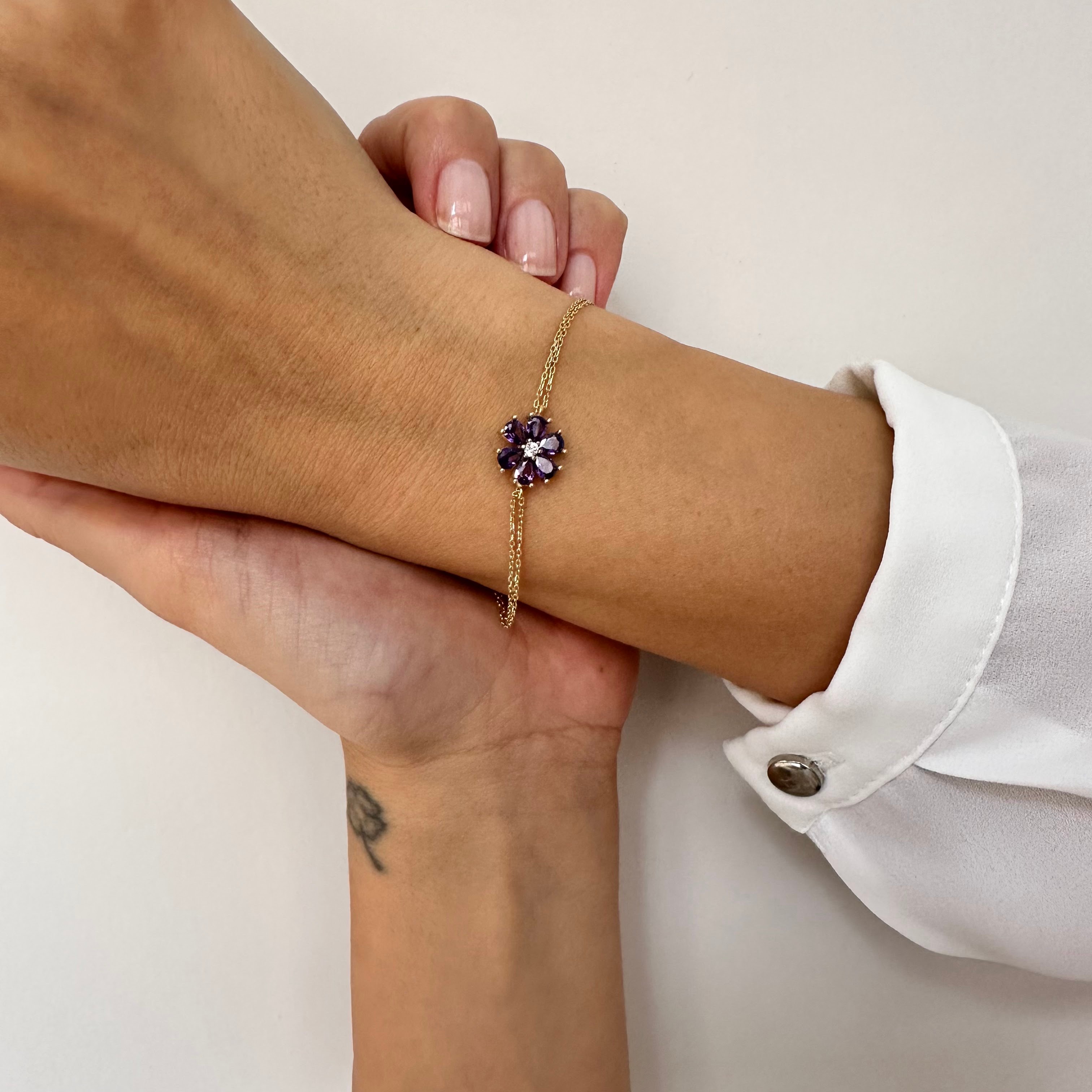 14 Carat Gold Amethyst Bracelet