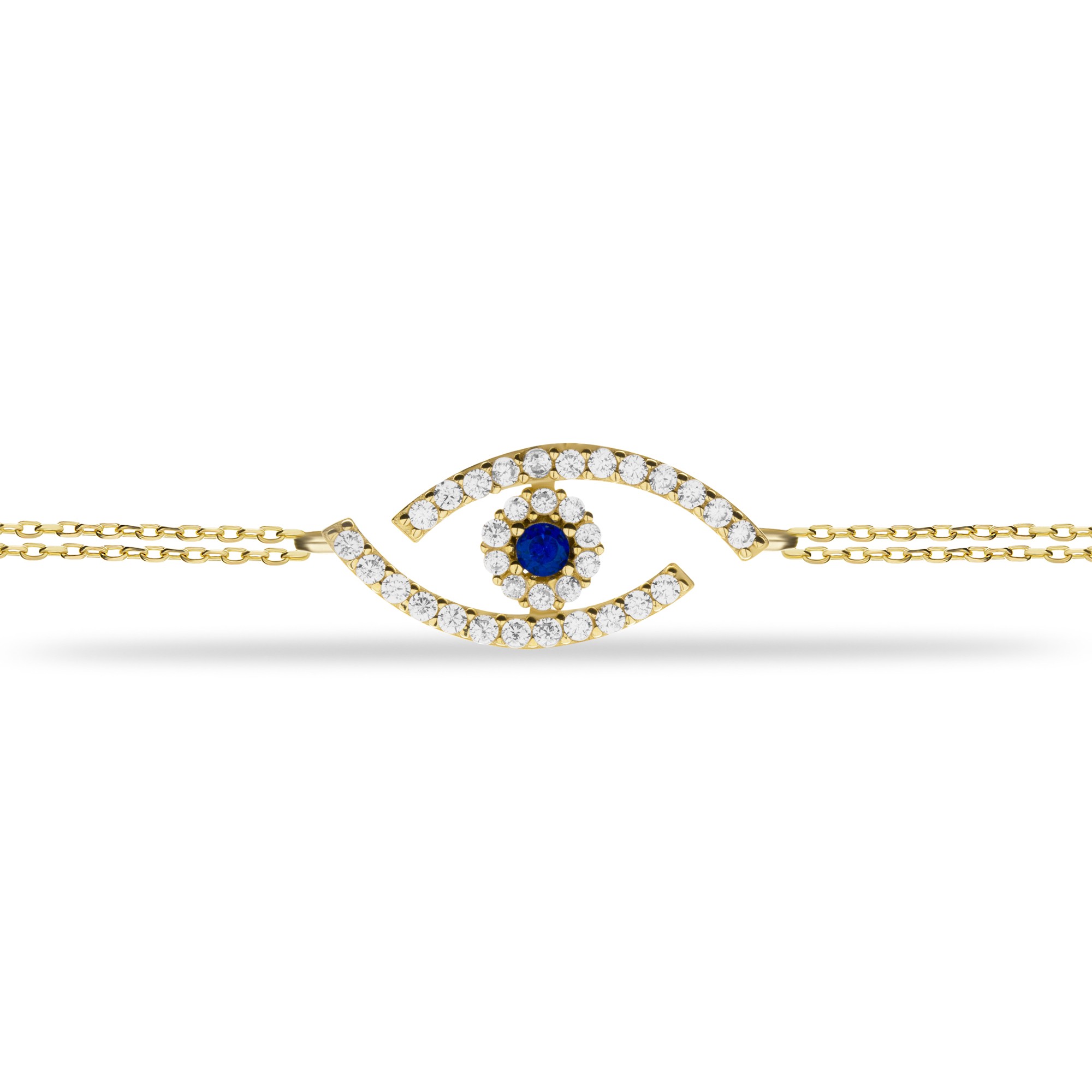 14 Carat Gold Eye Detailed Stone Bracelet