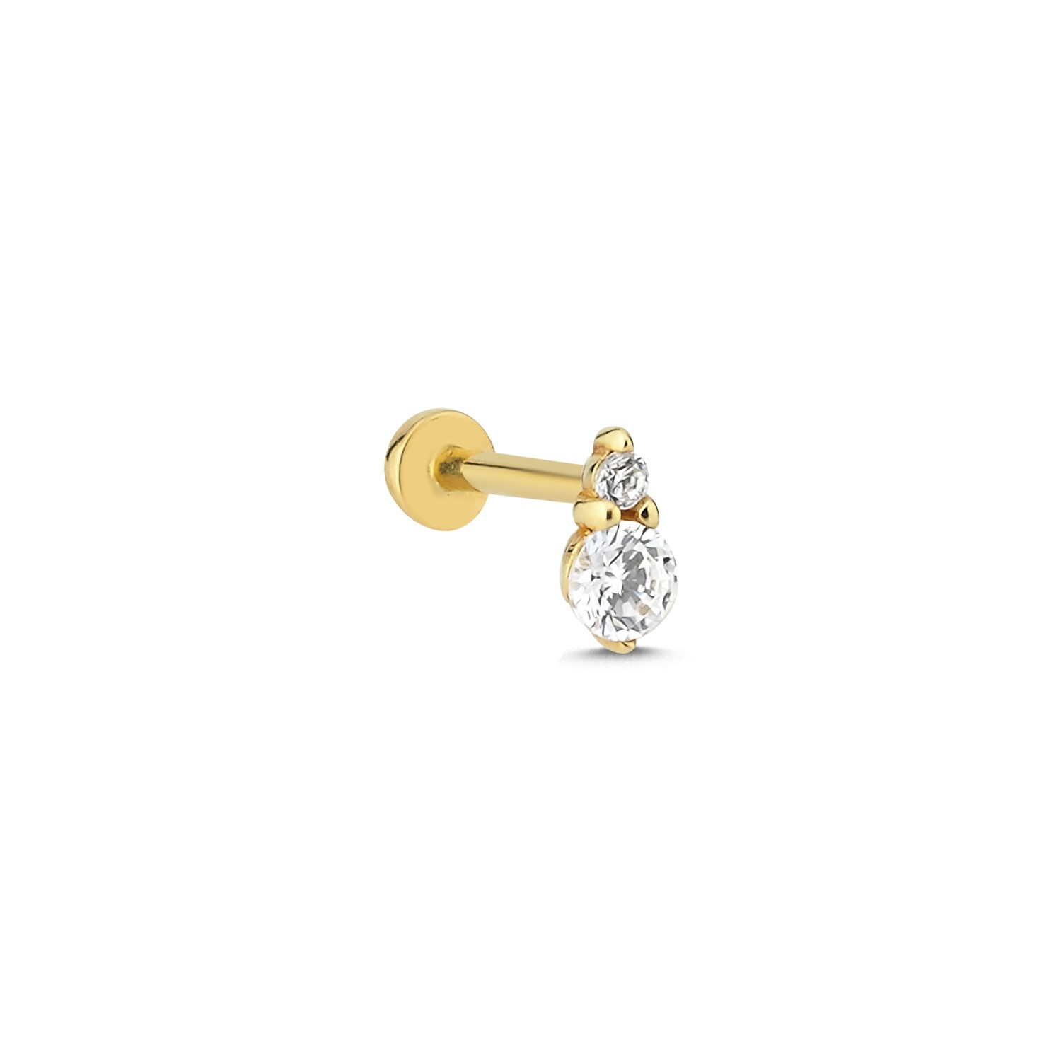 14 Carat Gold Minimal Piercing with Big and Small Stones