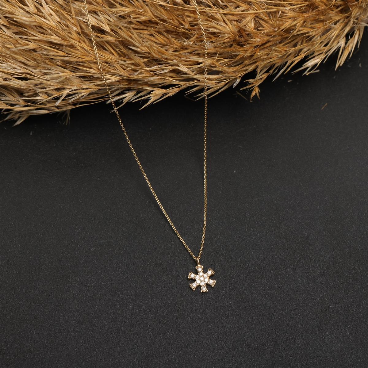 Gold Snowflake Diamond Necklace