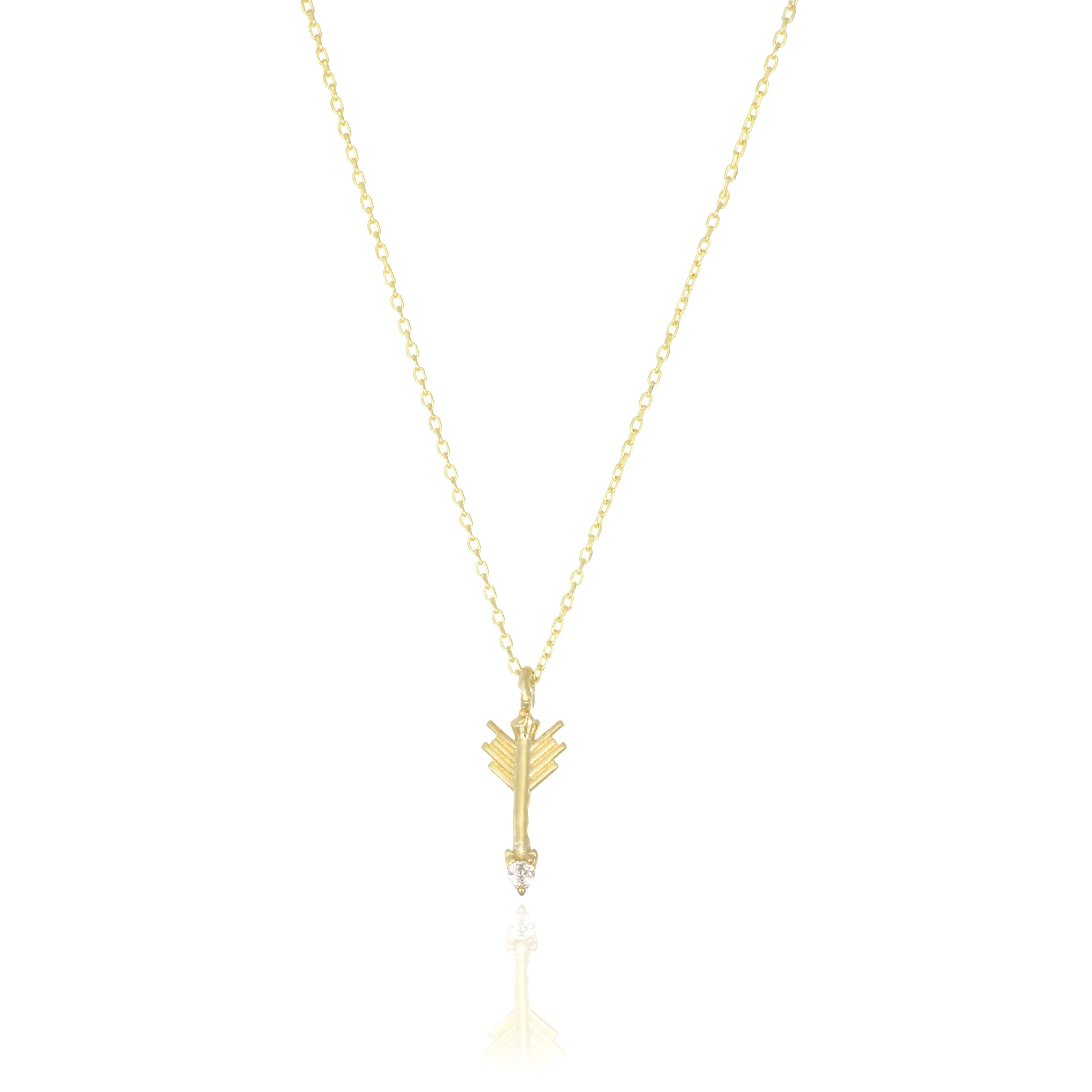 14 Carat Gold Single Stone Arrow Pendant