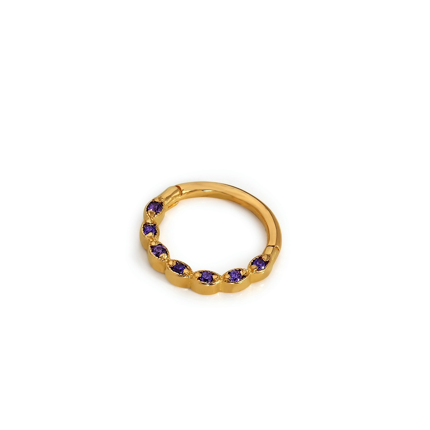 14 Carat Gold 8 Stone Amethyst Helix Piercing