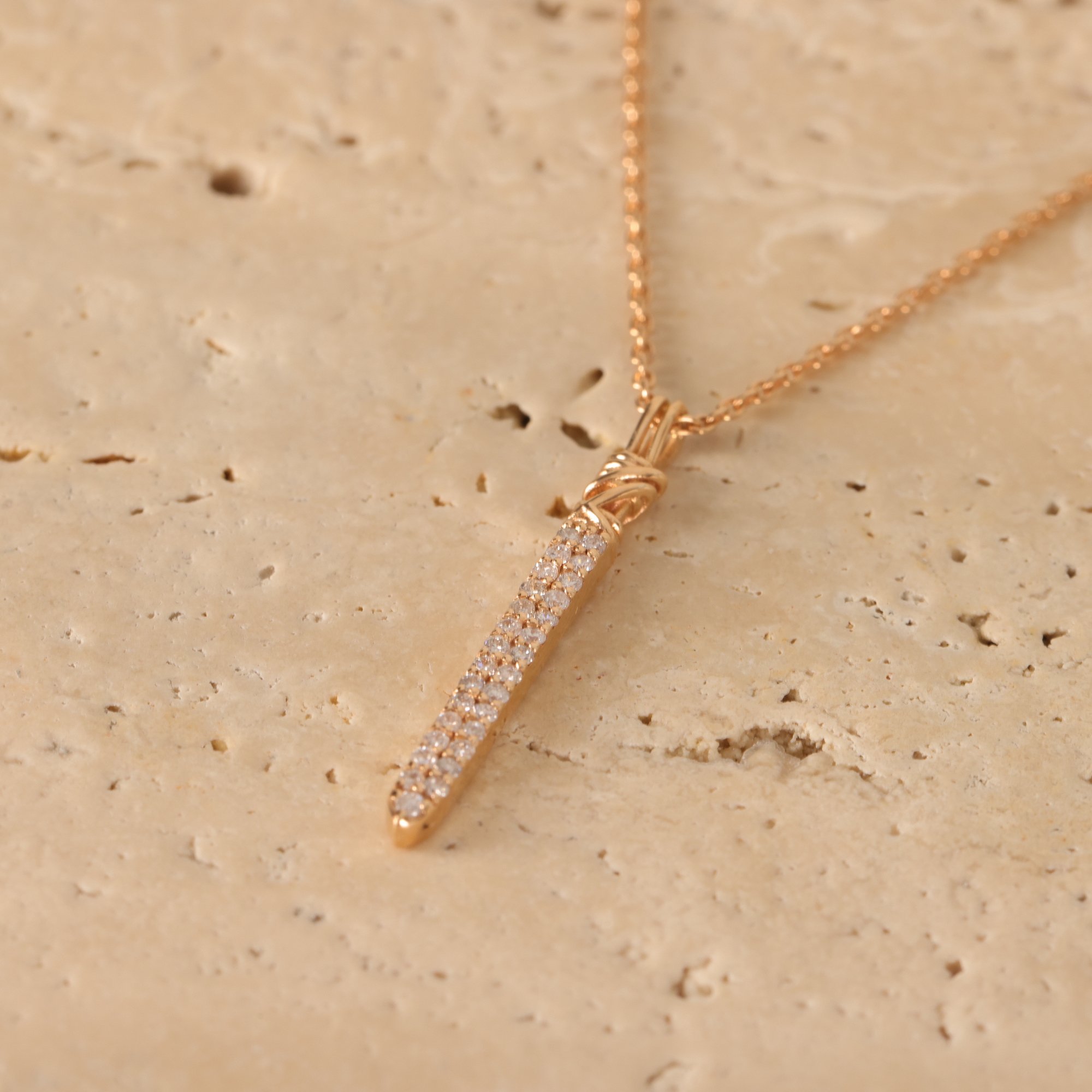 Gold Modern Bar Design Diamond Necklace