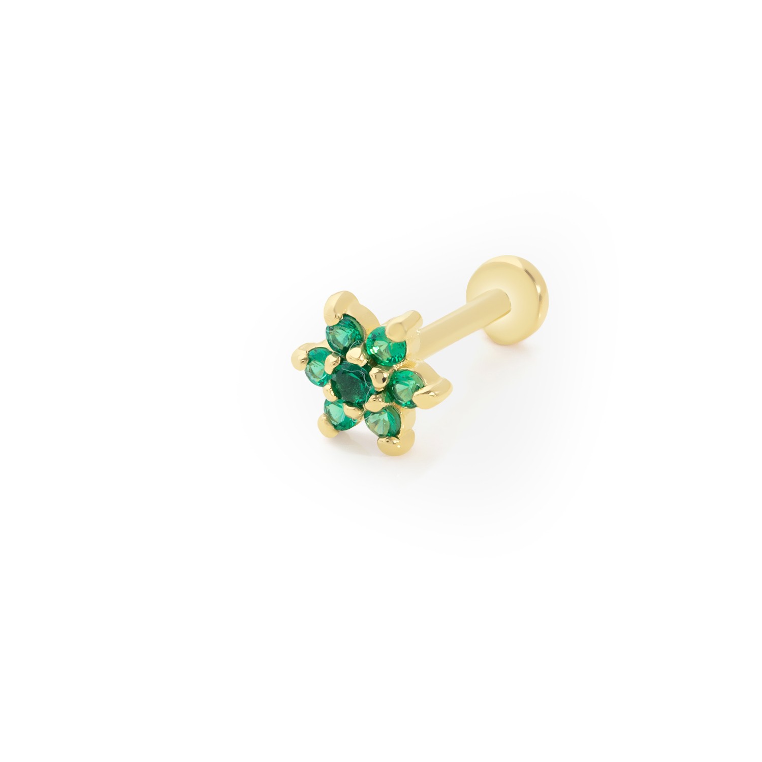 14 Carat Gold Emerald Stone Star Piercing