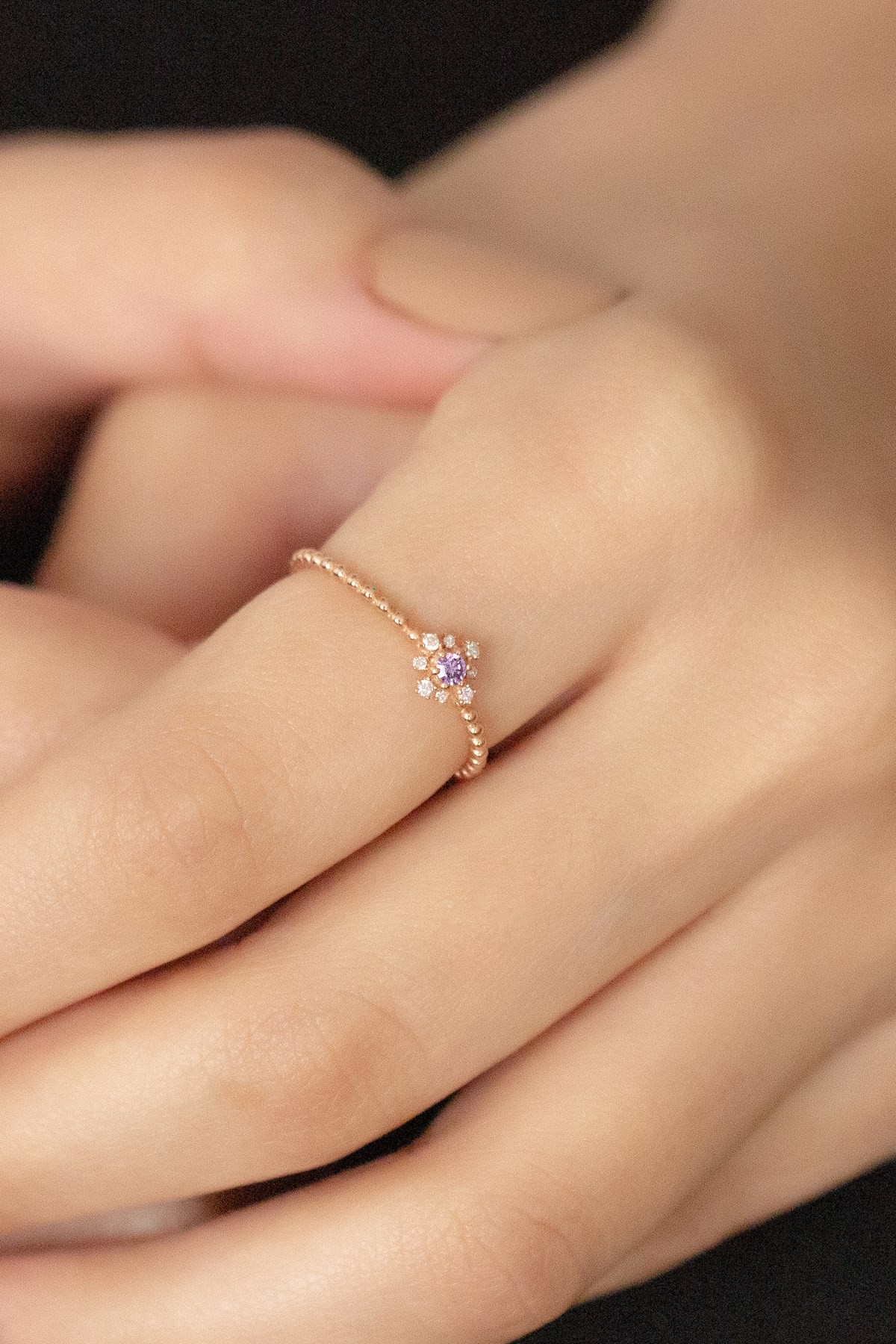 14 Carat Rose Gold Diamond Star Ring 0.07ct G Color Vs Clarity