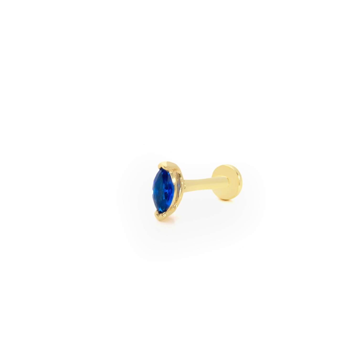 14 Carat Gold Sapphire Marquise Stone Piercing