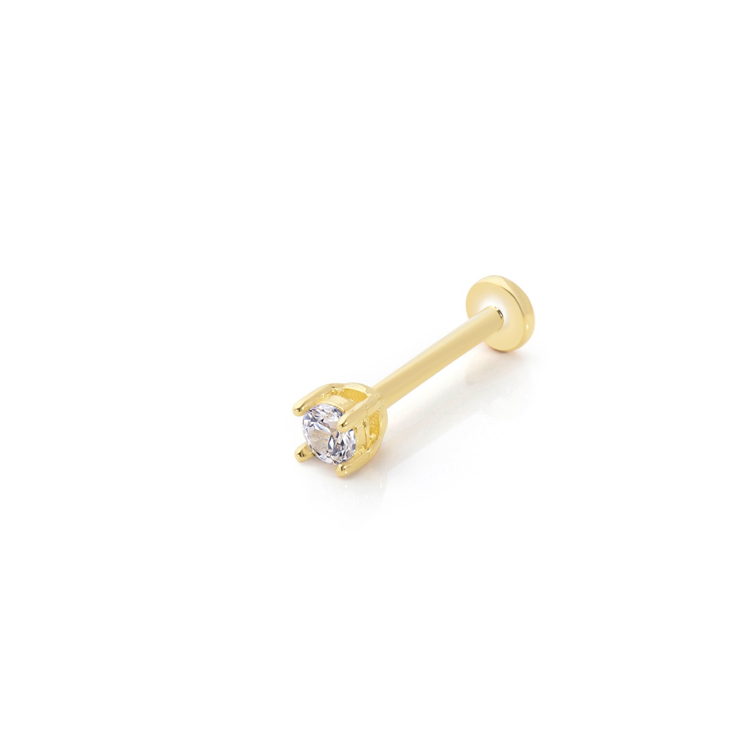 14 Carat Gold Single Stone Zircon Piercing