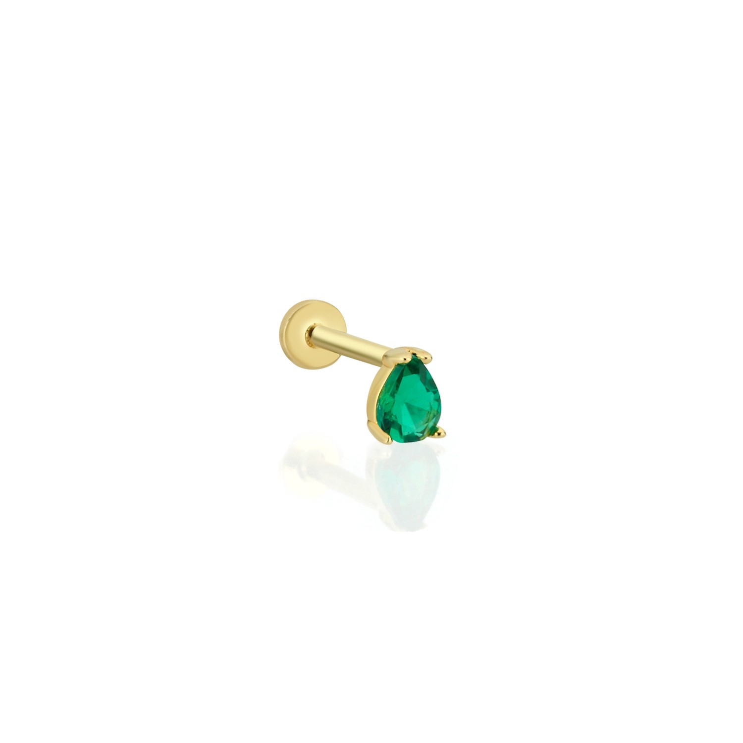 14 Carat Gold Emerald Drop Stone Piercing