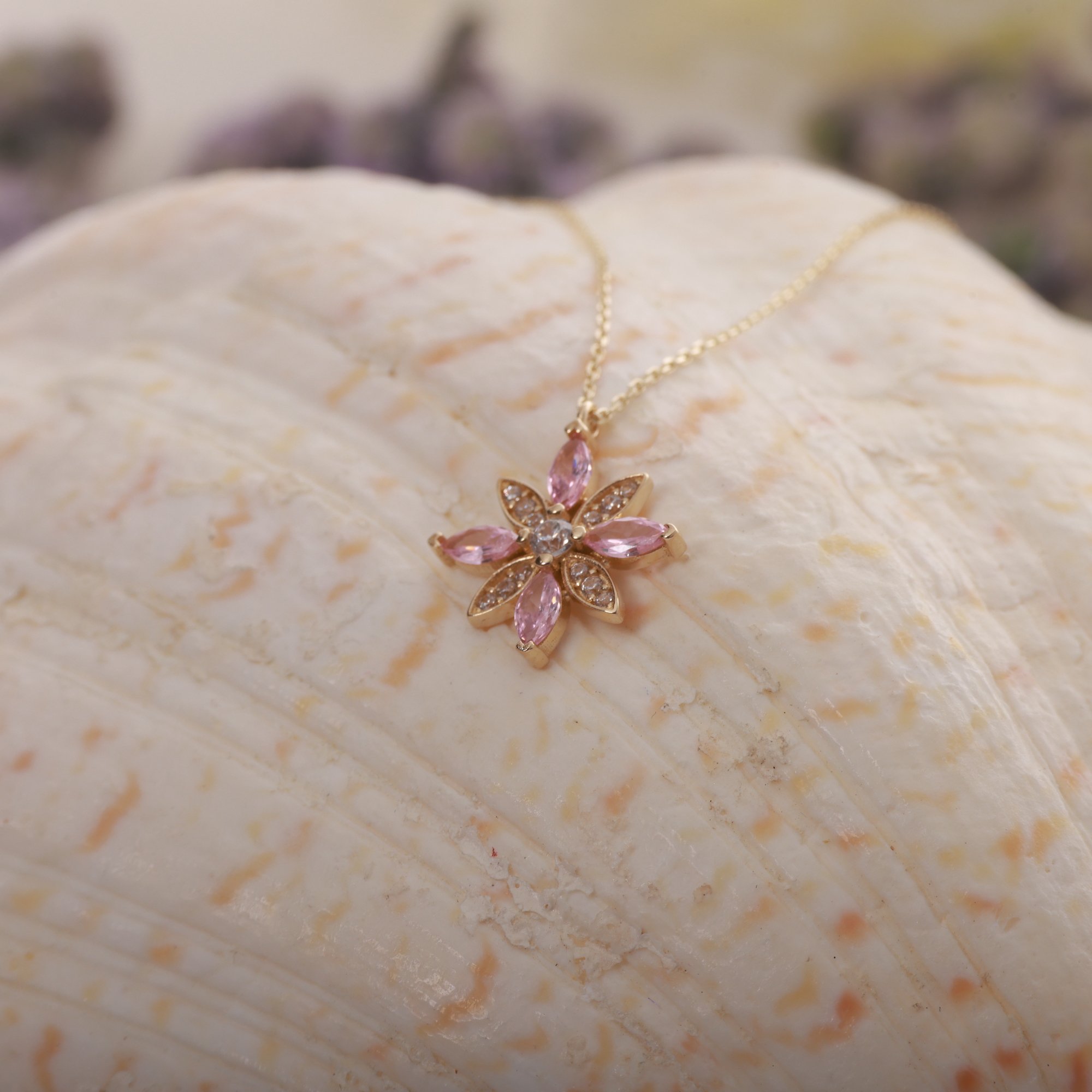 14 Carat Gold Lotus Necklace