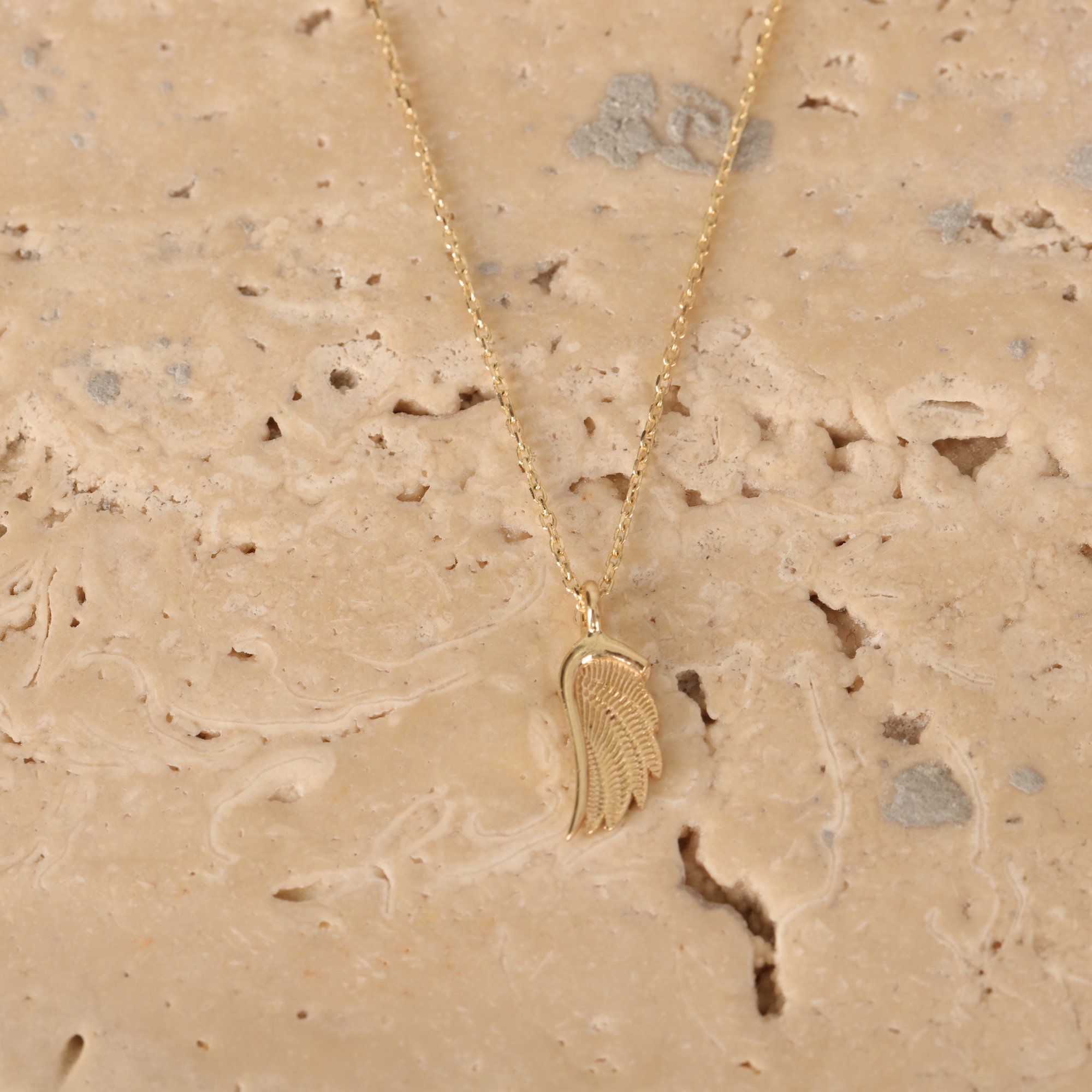 14 Carat Gold Detail Angel Wing Gold Necklace