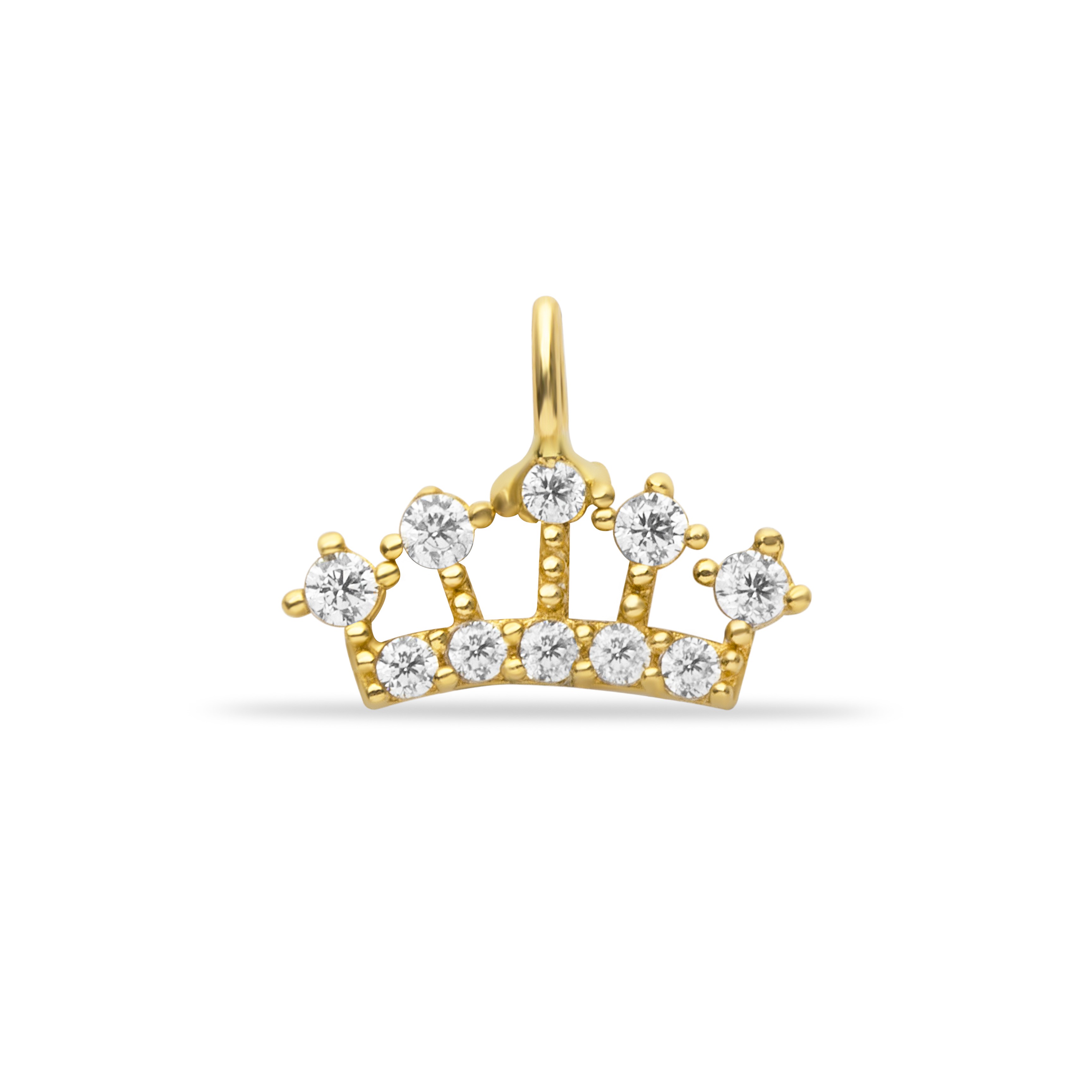 14 Carat Gold Stone Princess Crown Pendant