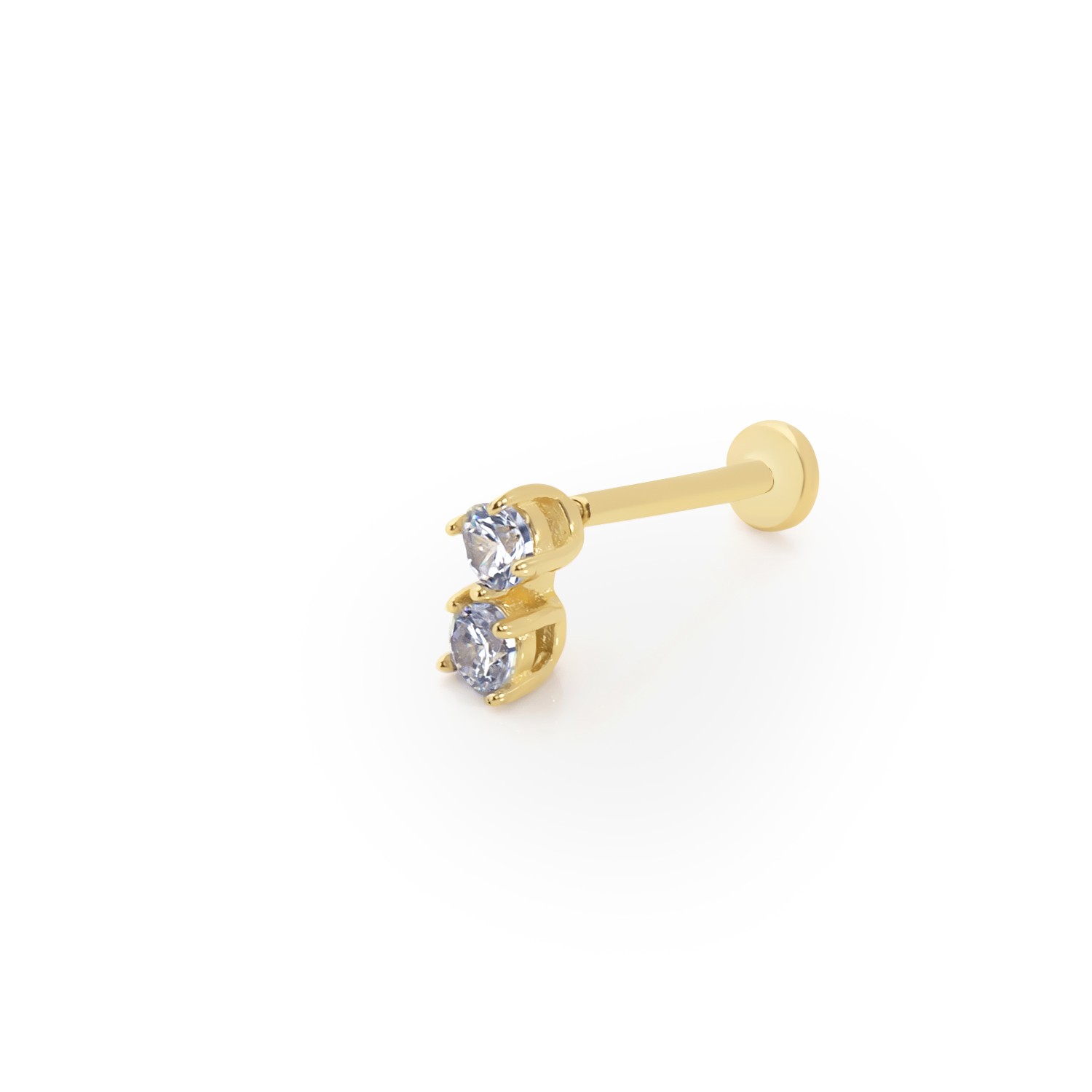 14 Carat Gold Row 2 Stone Piercing