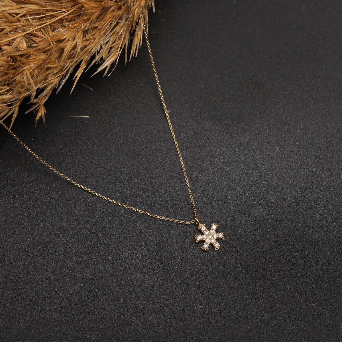 Gold Snowflake Diamond Necklace