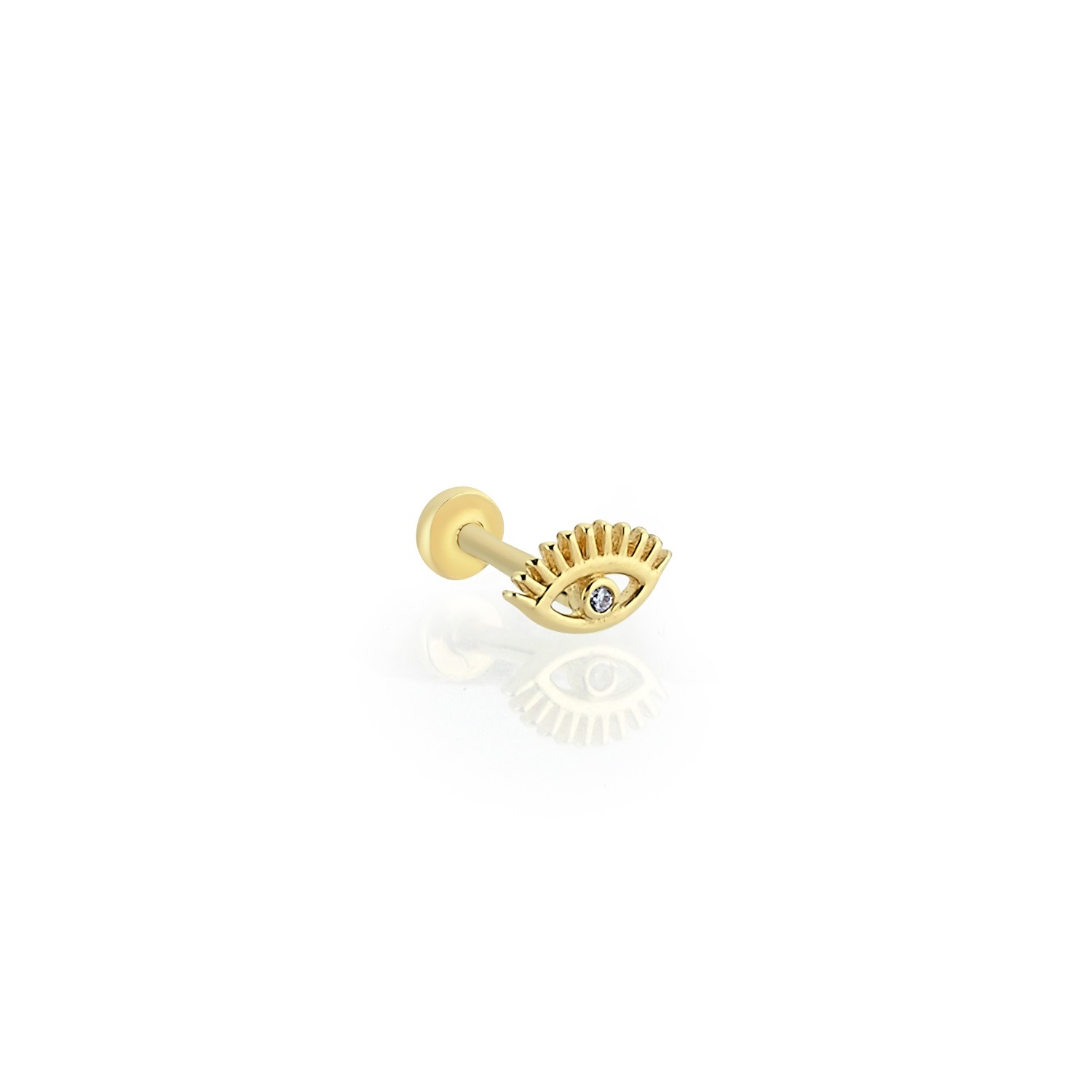 14 Carat Gold Zircon Stone Eye Piercing