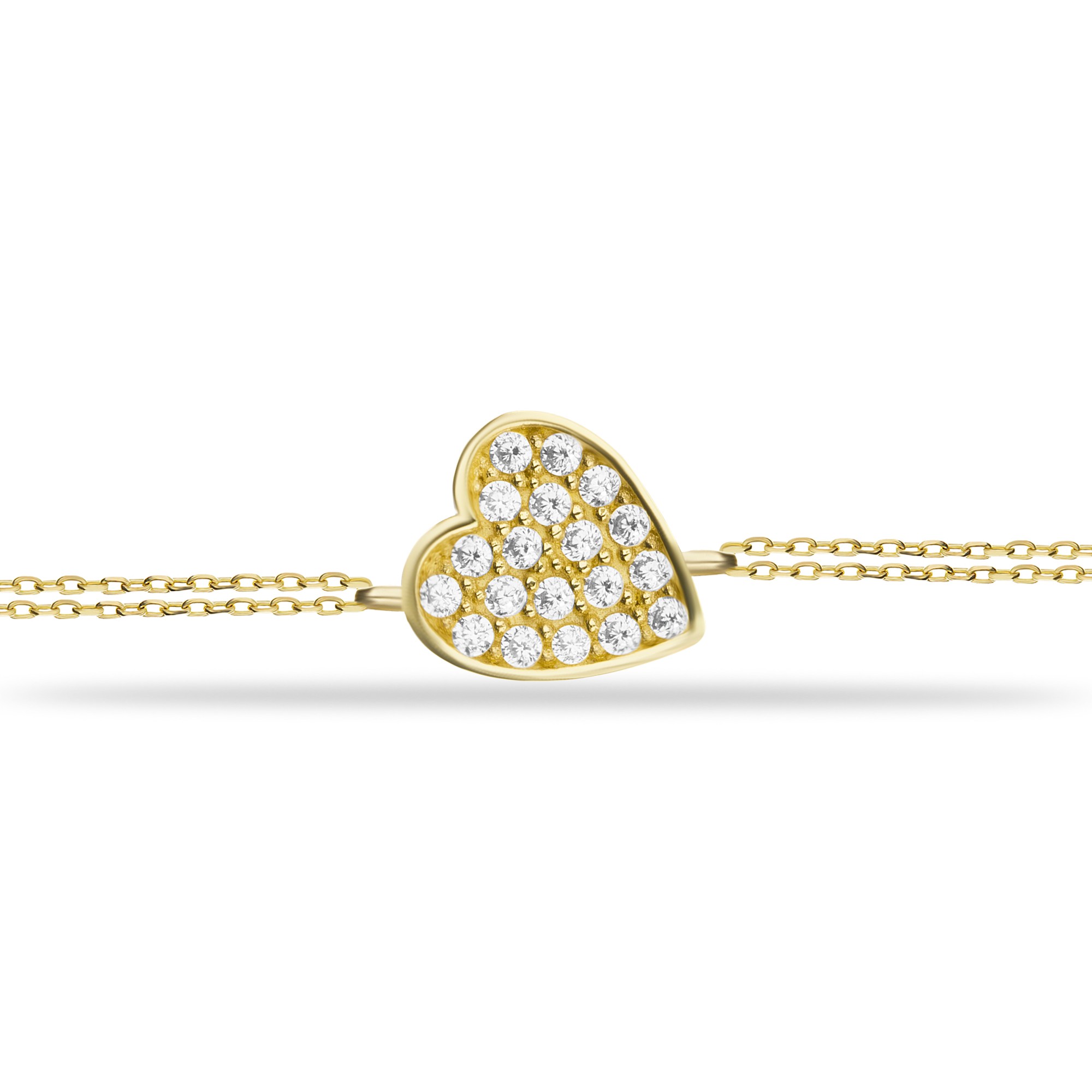 14 Carat Gold Stone Heart Bracelet