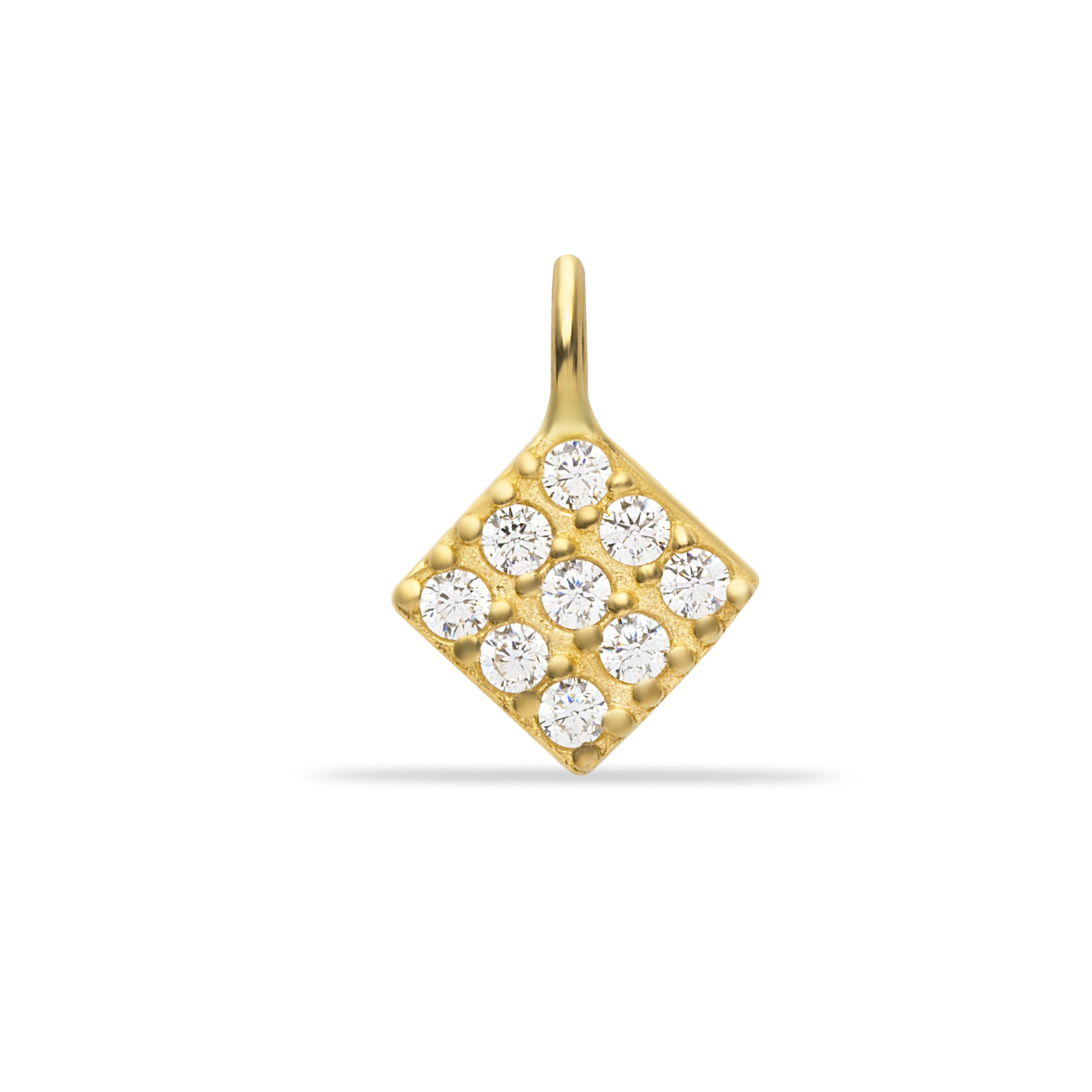 14 Carat Gold Stone Square Pendant