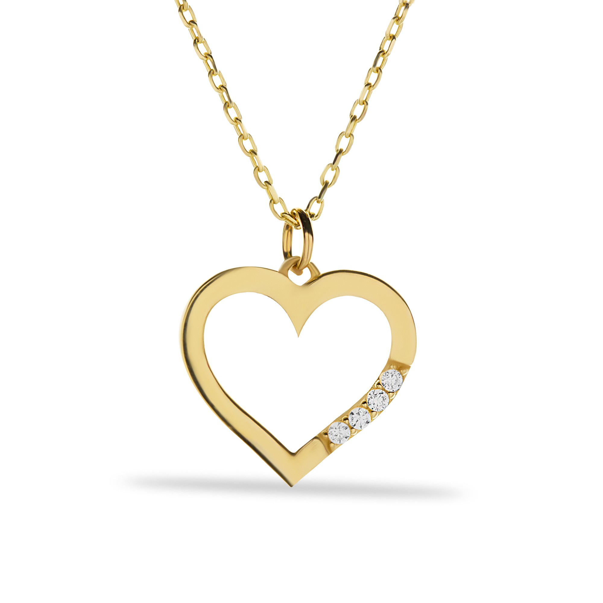 14 Carat Gold Minimal Stone Heart Necklace
