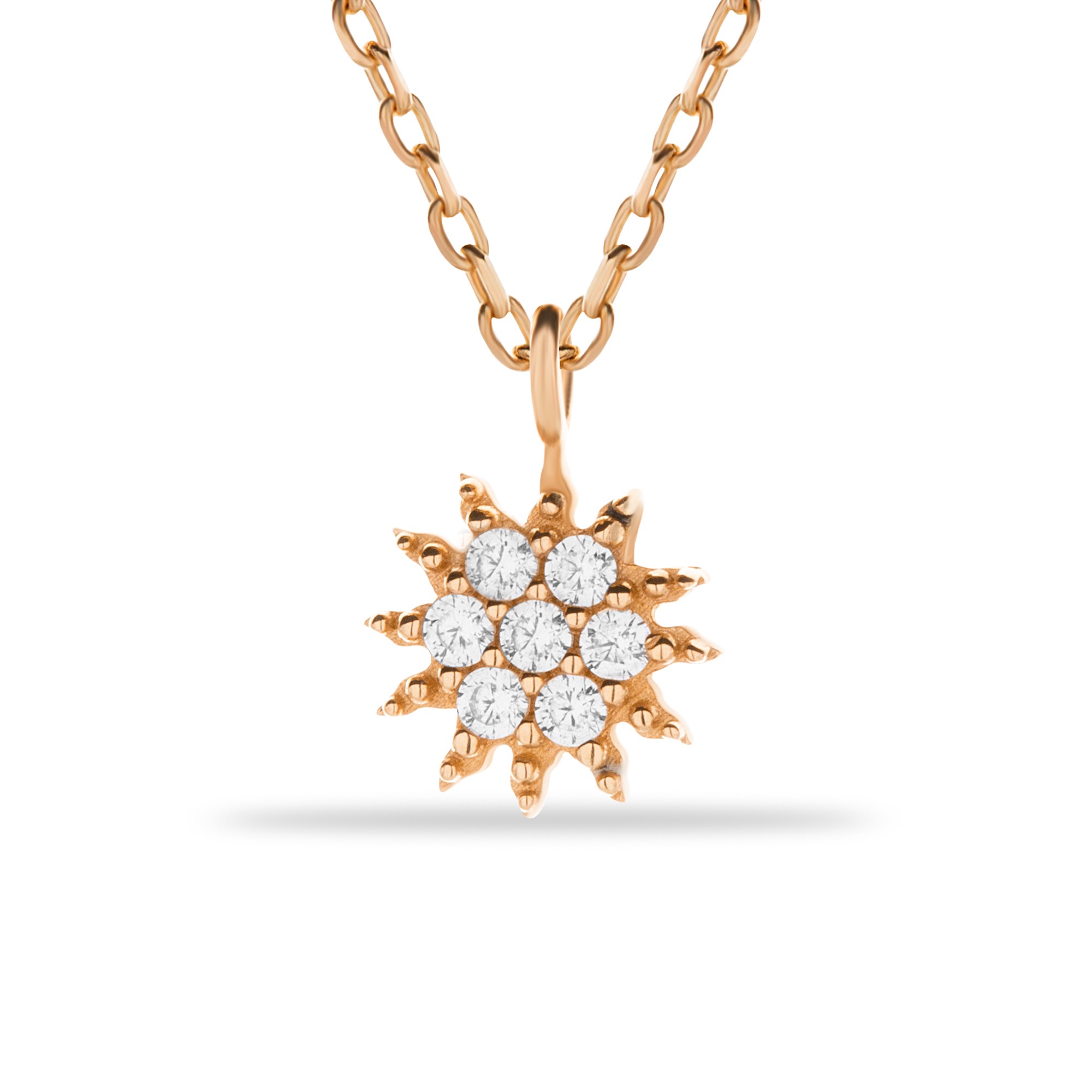 Elegant Sun Necklace with 14 Carat Gold Stone