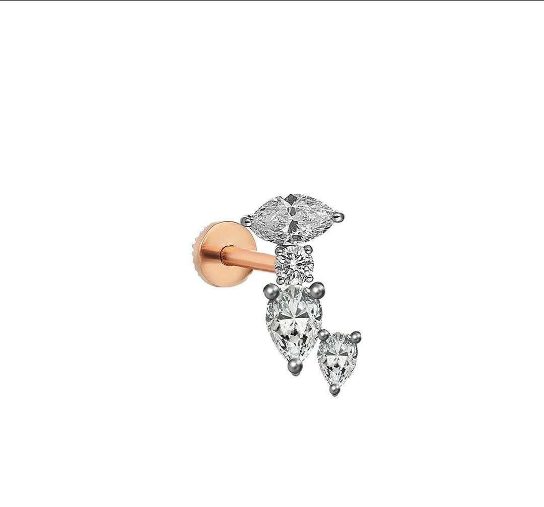 14 Carat Gold Marquise Stone Tragus Piercing