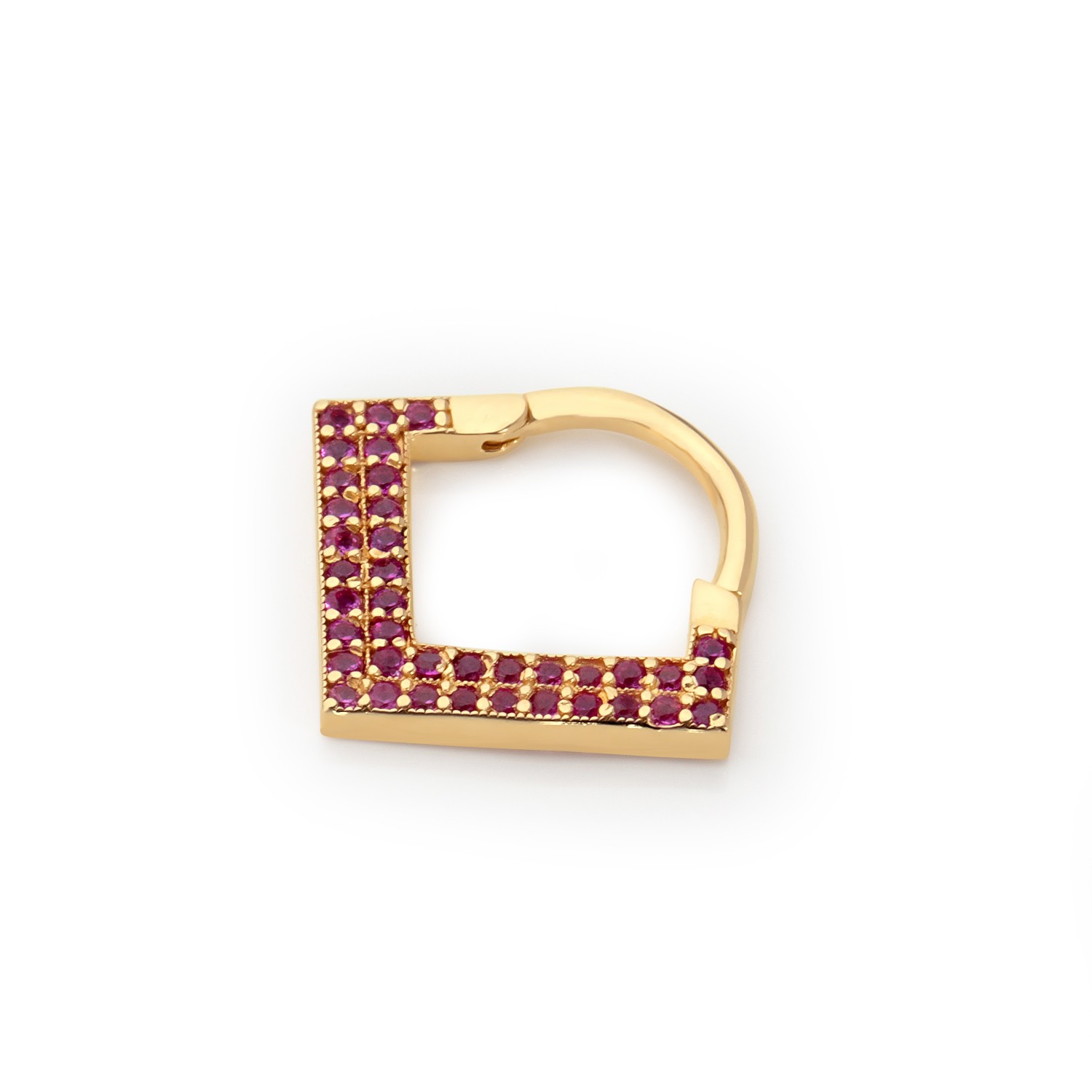14 Carat Gold Double Row Ruby Stone Helix Piercing