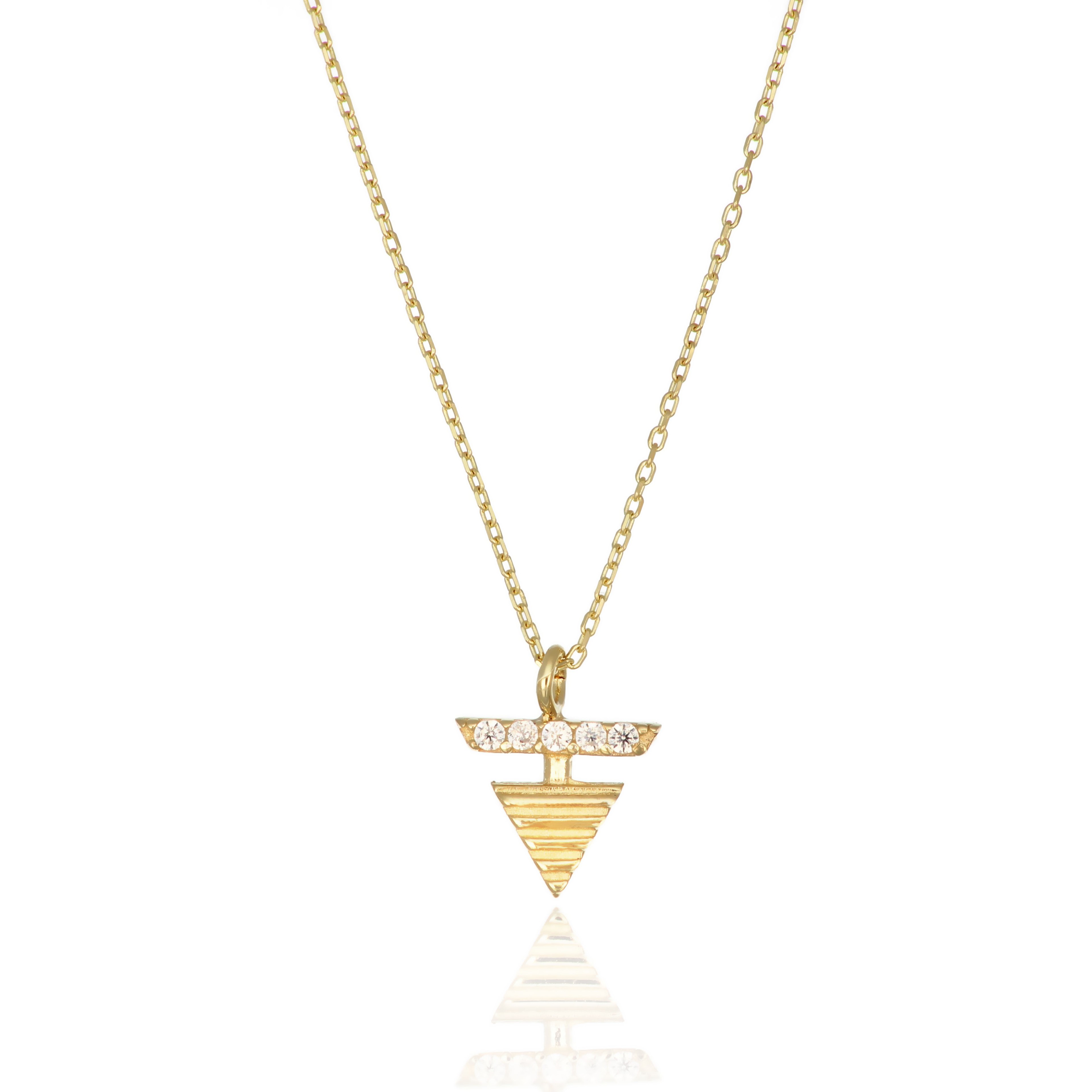 14 Carat Gold Triangle Design Stone Pendant