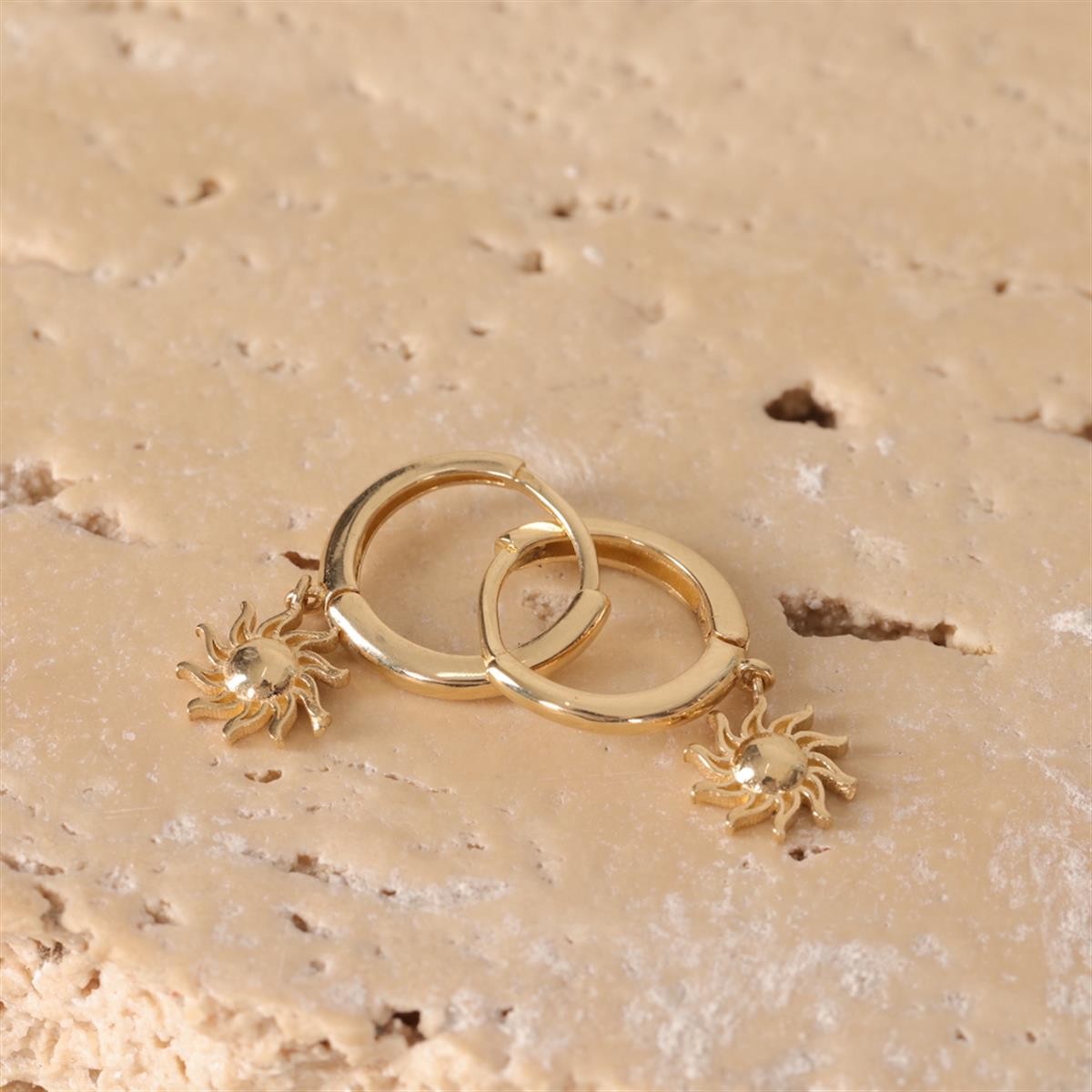 Gold Sun Hoop Earrings