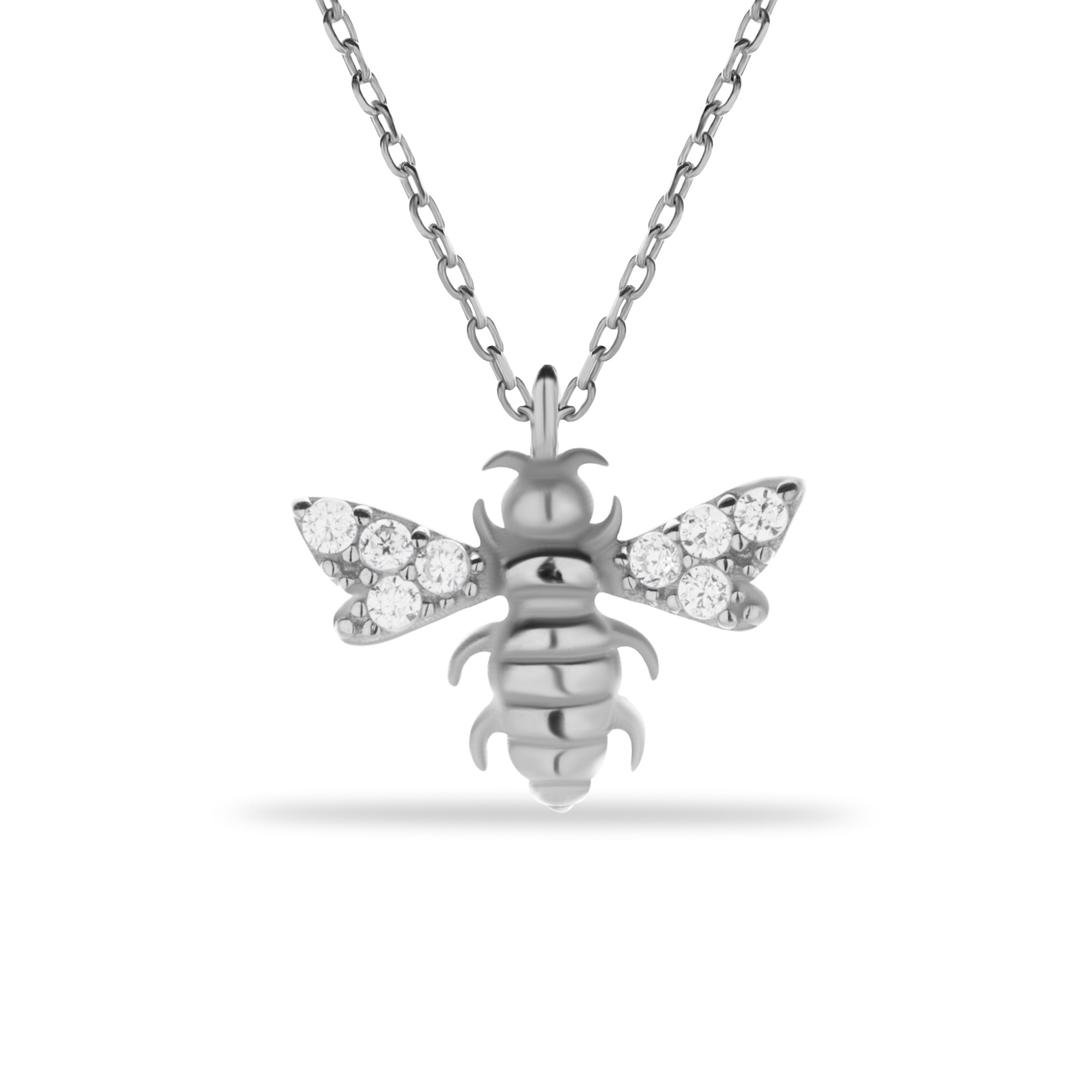 14 Carat Gold Wings Stoned Bee Necklace