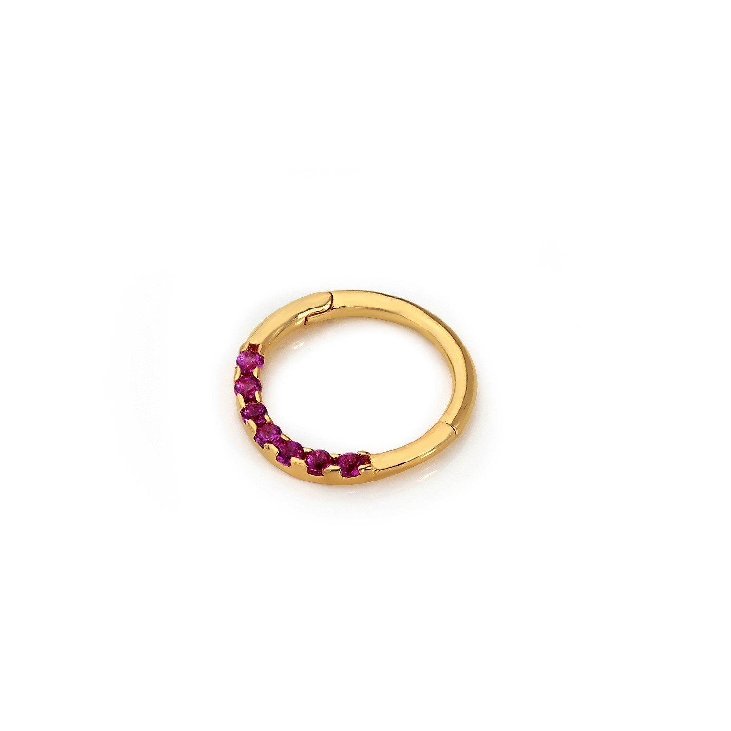14 Carat Gold 7 Stone Ruby Helix Piercing