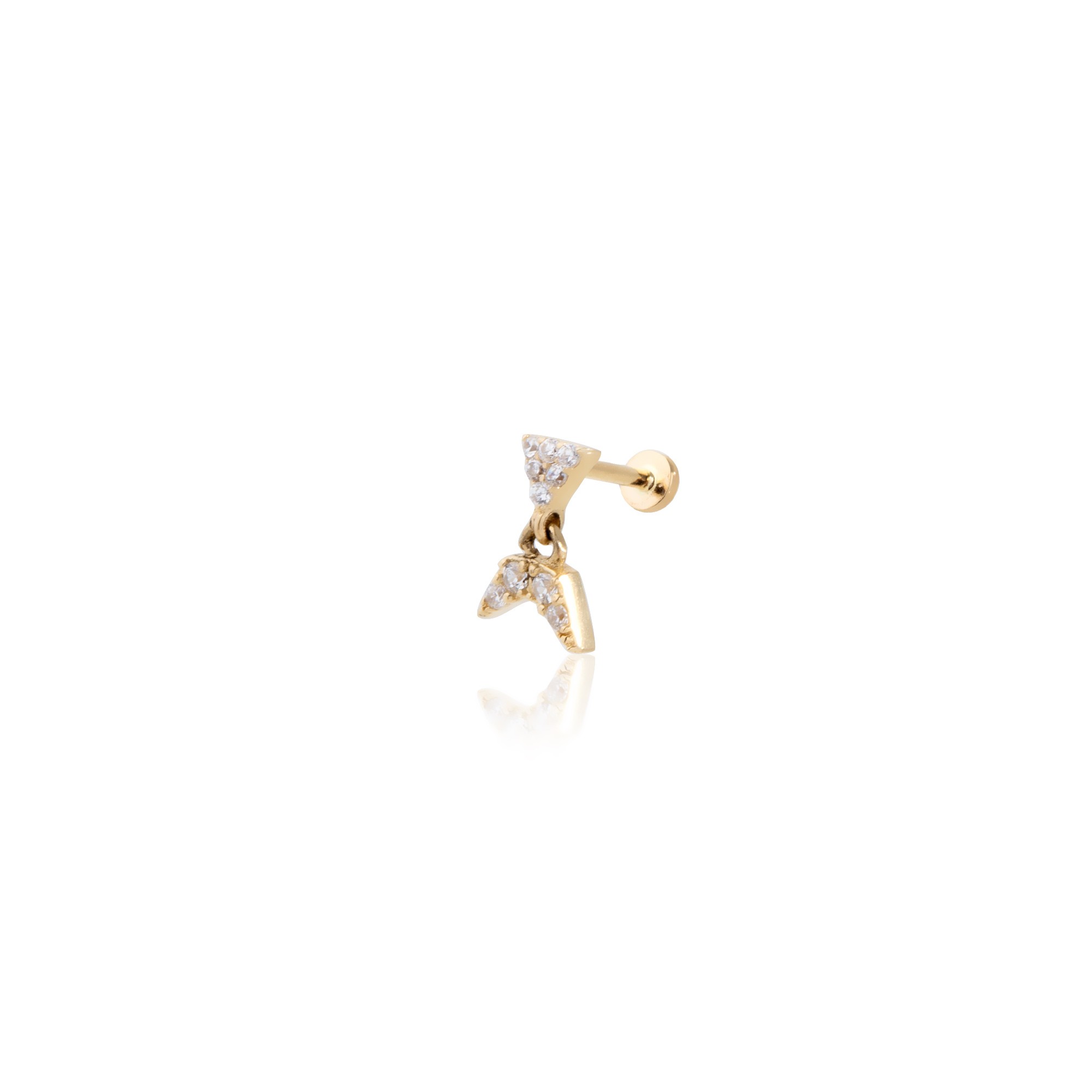 14 Carat Gold Dangle Triangle Piercing