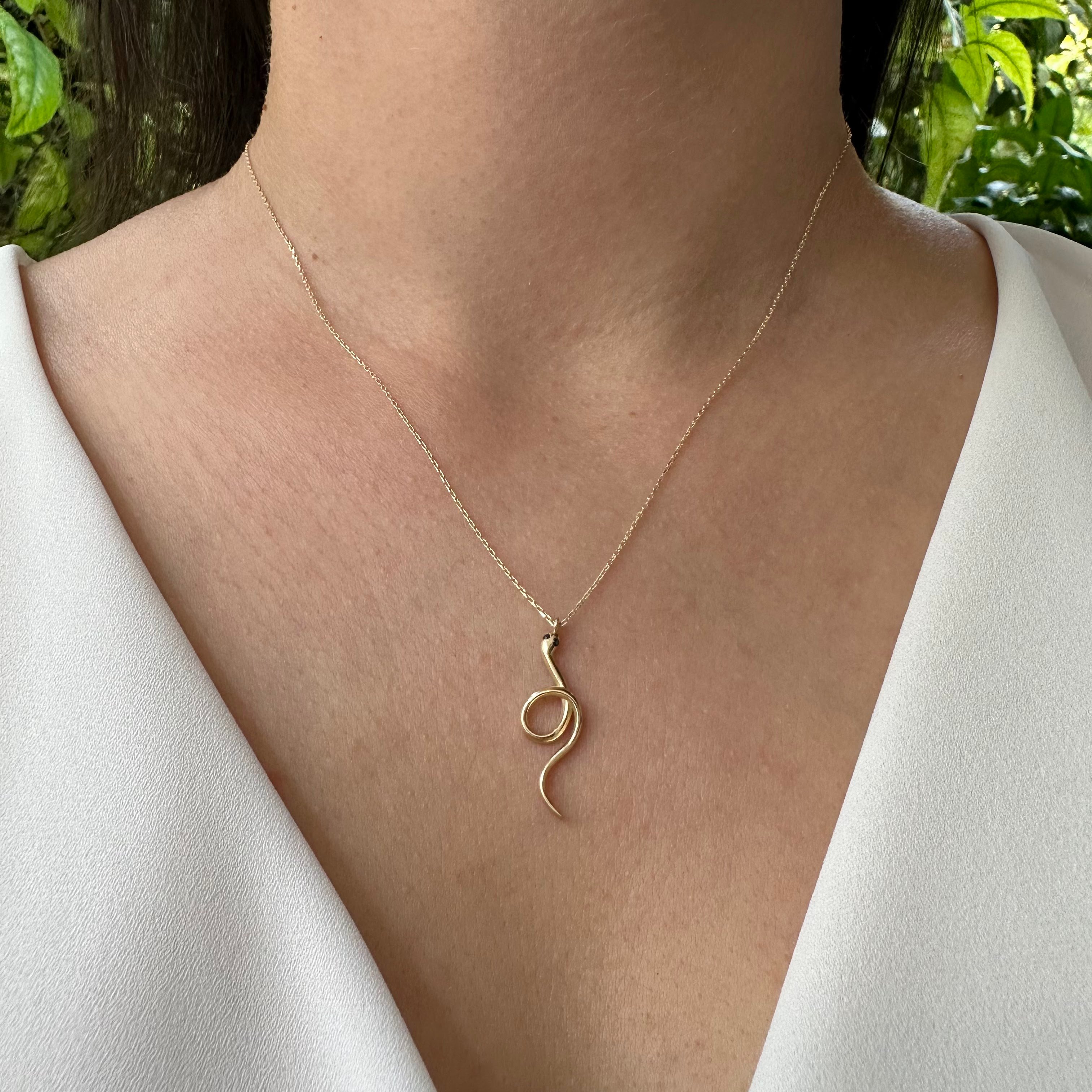 14 Carat Gold Coiled Snake Necklace