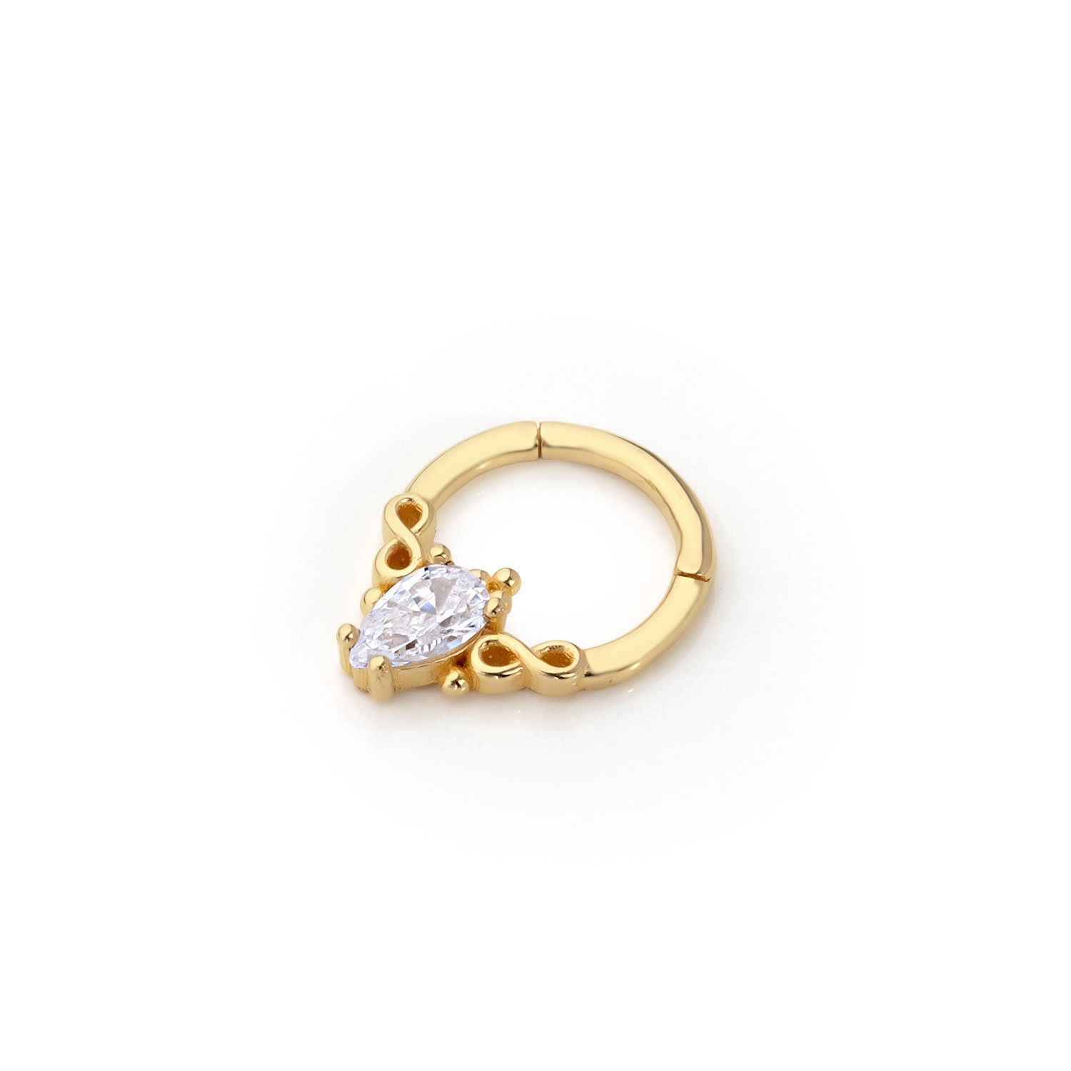 14 Carat Gold Drop Stone Infinity Helix Piercing