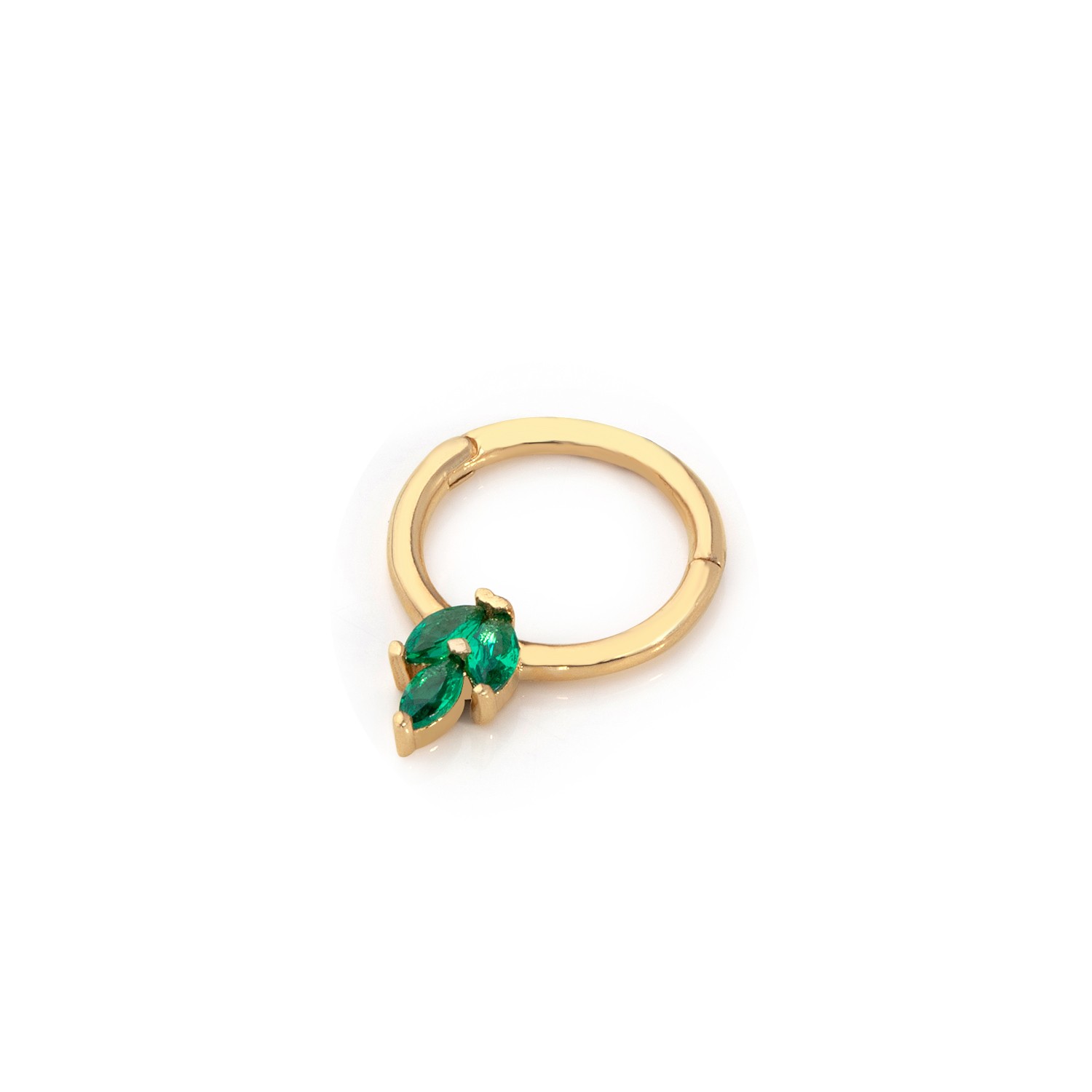 14 Carat Gold 3 Stone Emerald Marquise Helix Piercing