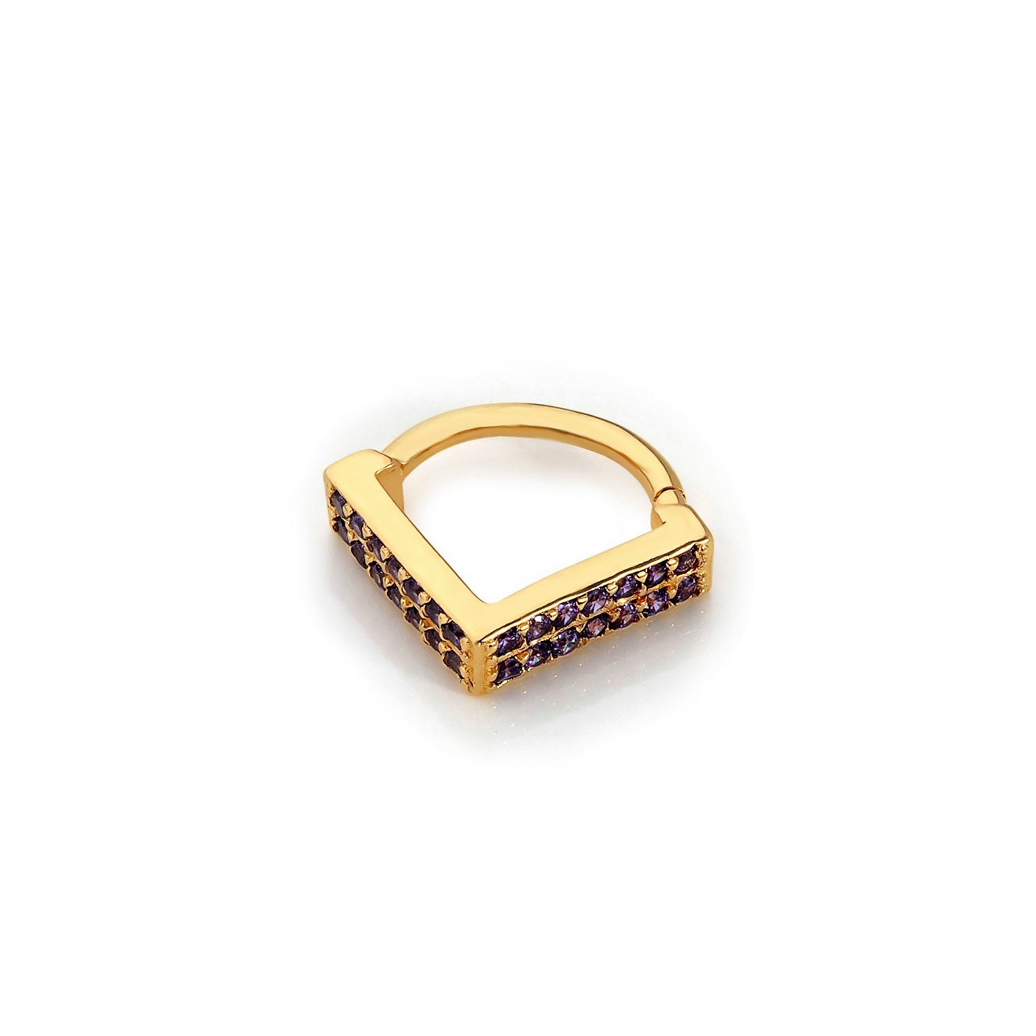 14 Carat Gold V Design Amethyst Stone Helix Piercing