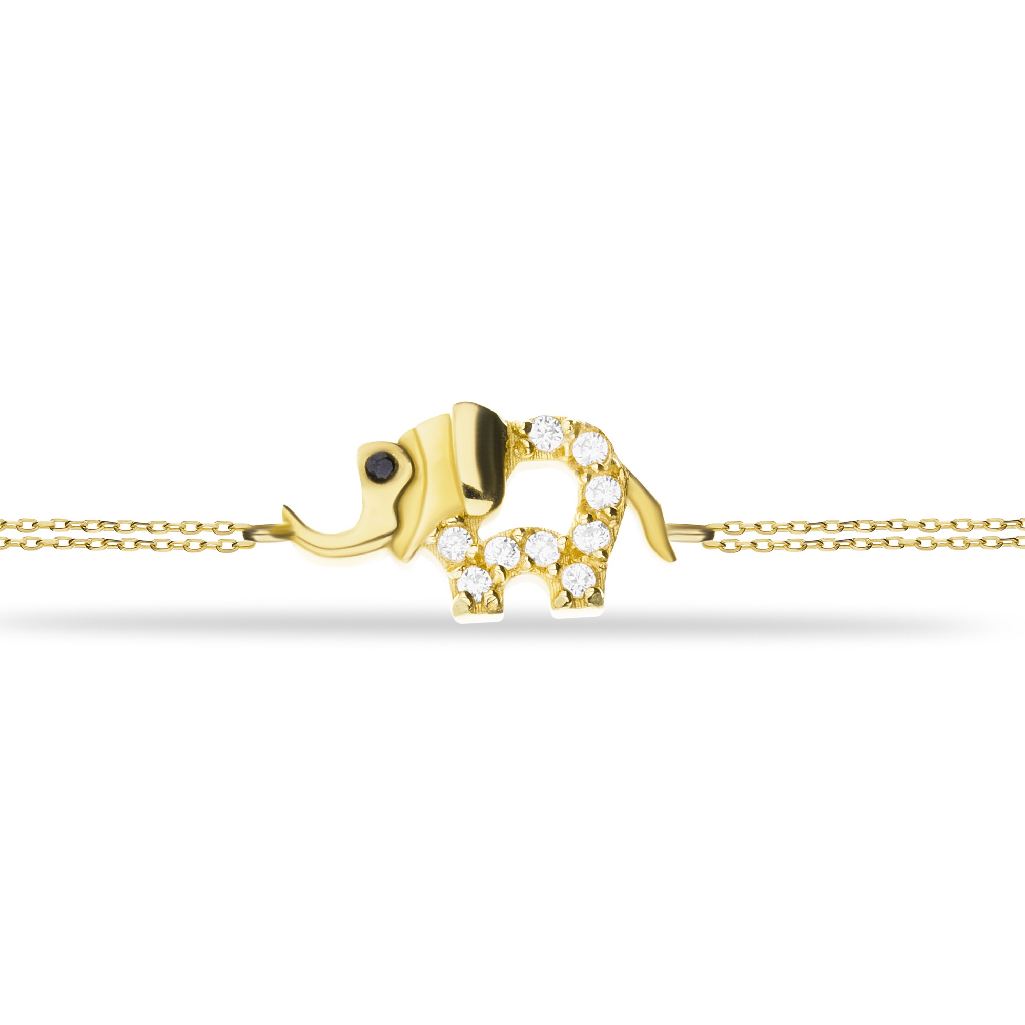 14 Carat Gold Stone Elephant Bracelet