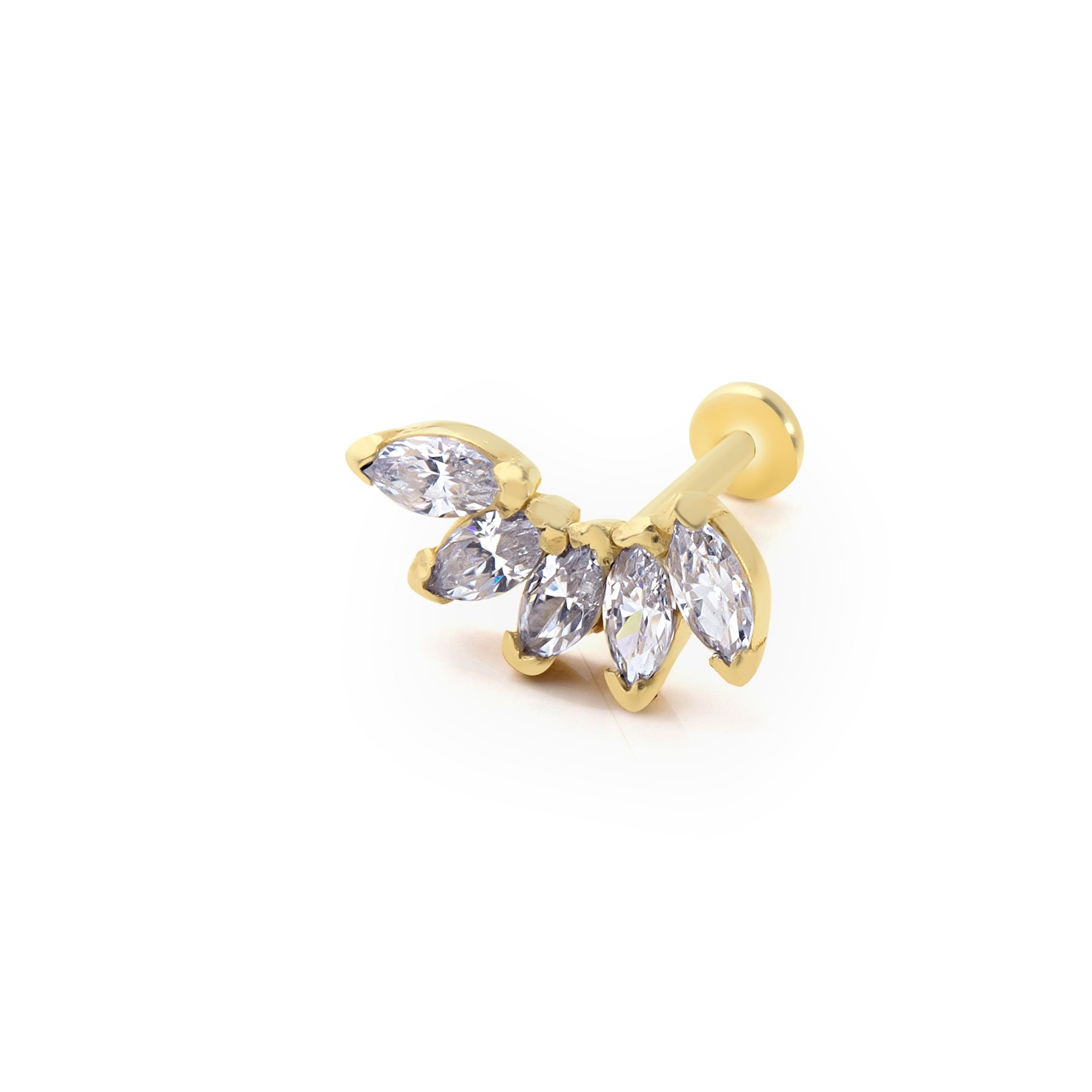 14 Carat Gold 5 Stone Marquise Piercing