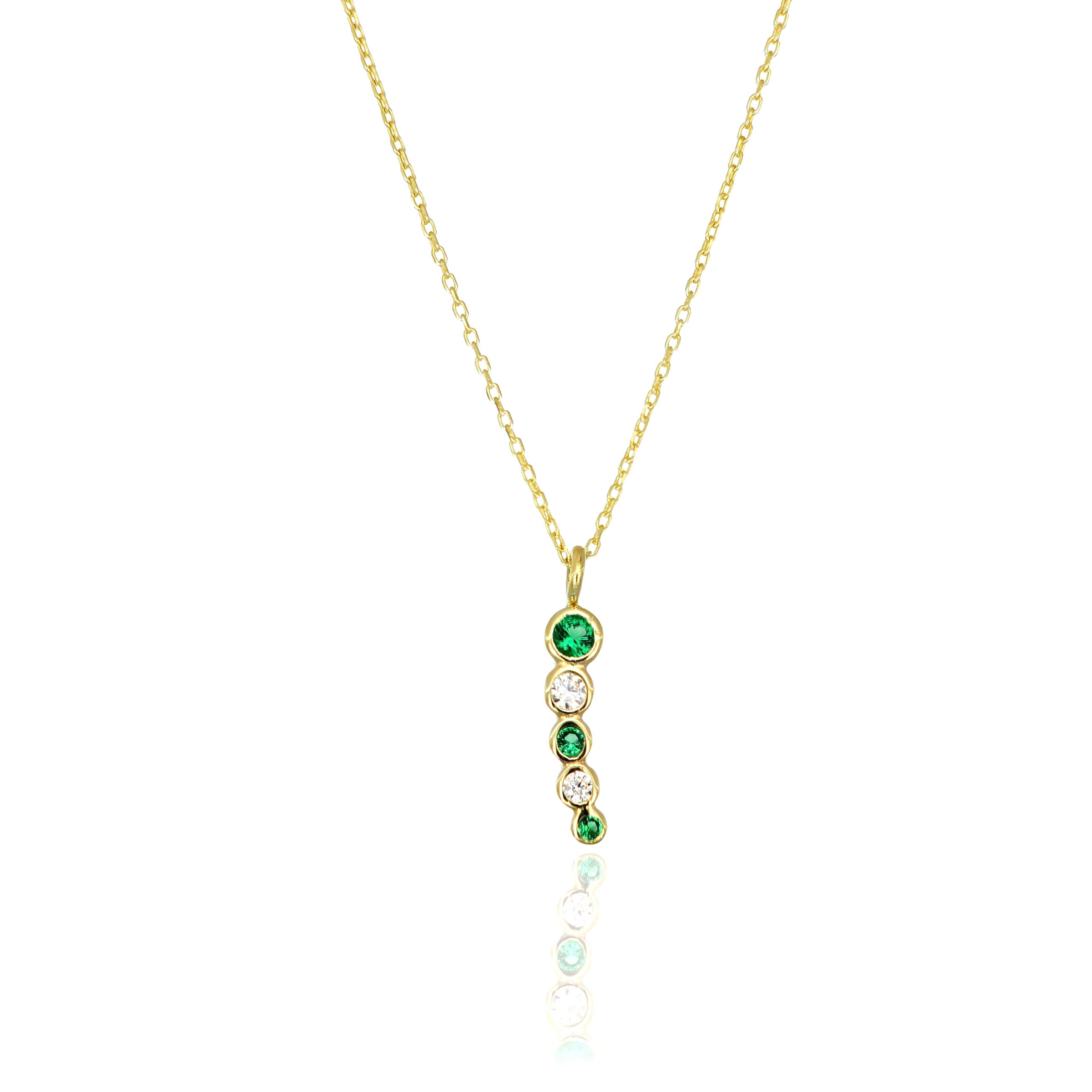 14 Carat Gold Emerald Stone Sequence Pendant