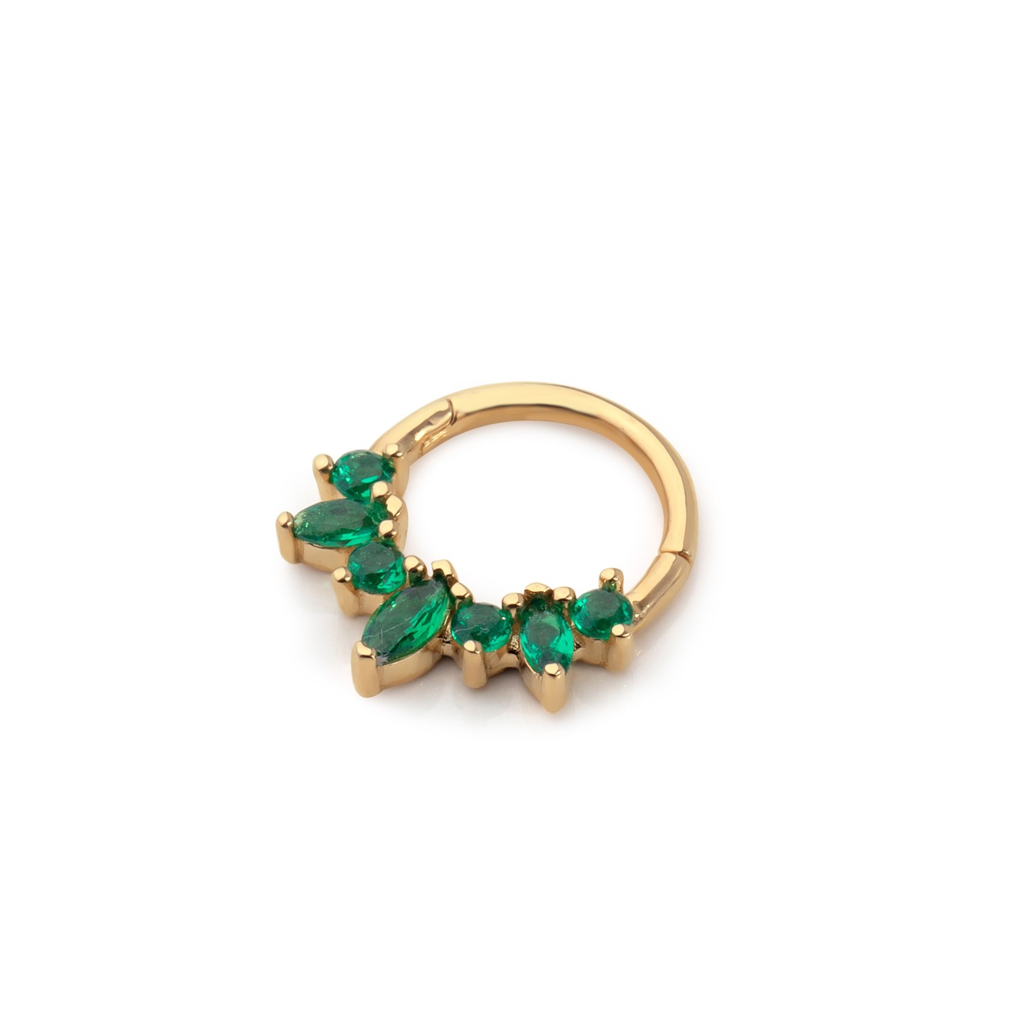 14 Carat Gold Modern Design Emerald Stone Helix Piercing