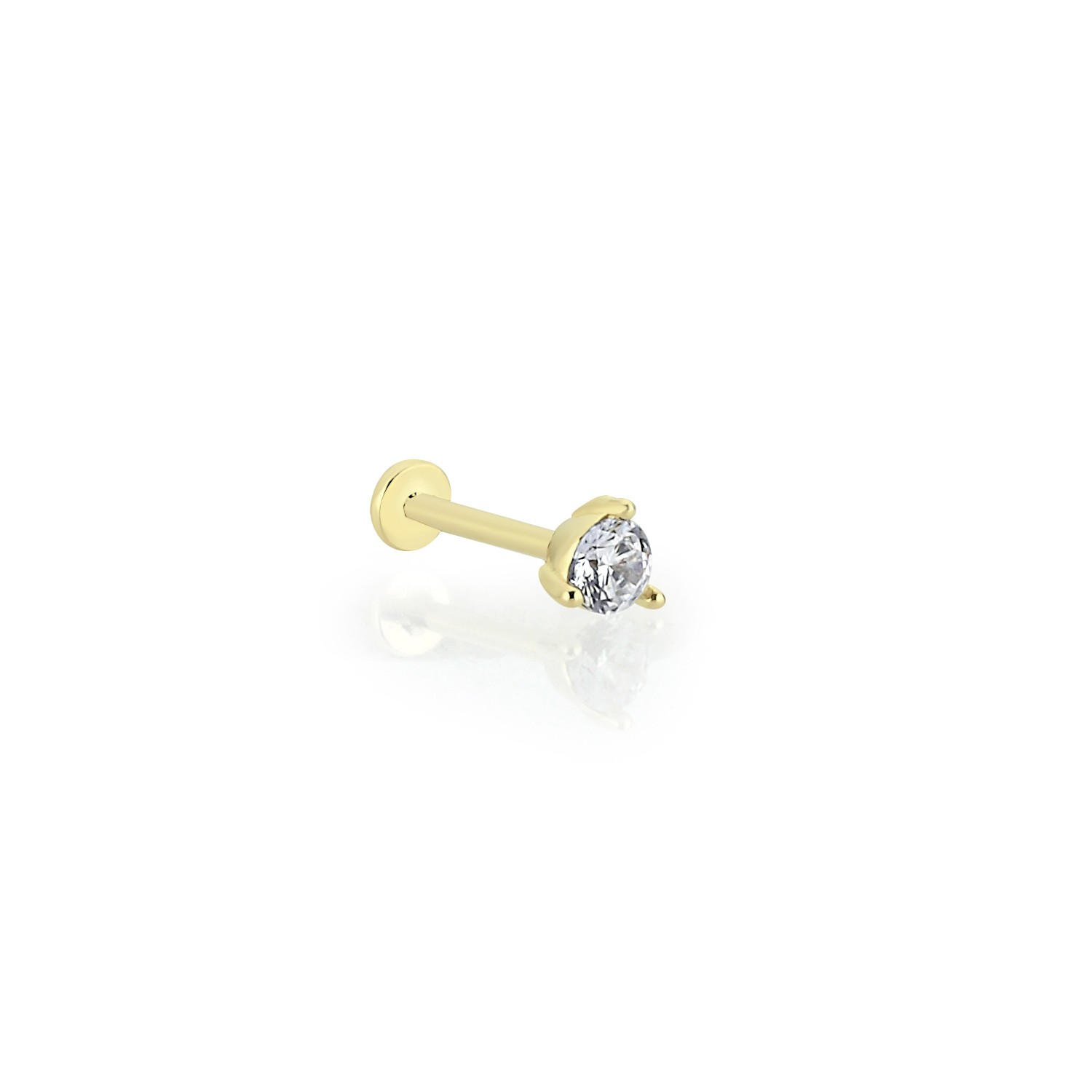 14 Carat Gold Minimal Zircon Solitaire Targus Piercing