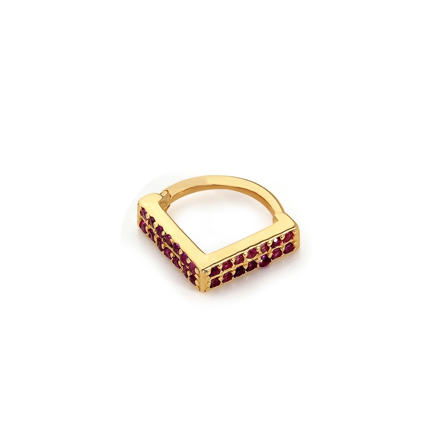 14 Carat Gold V Design Ruby Stone Helix Piercing