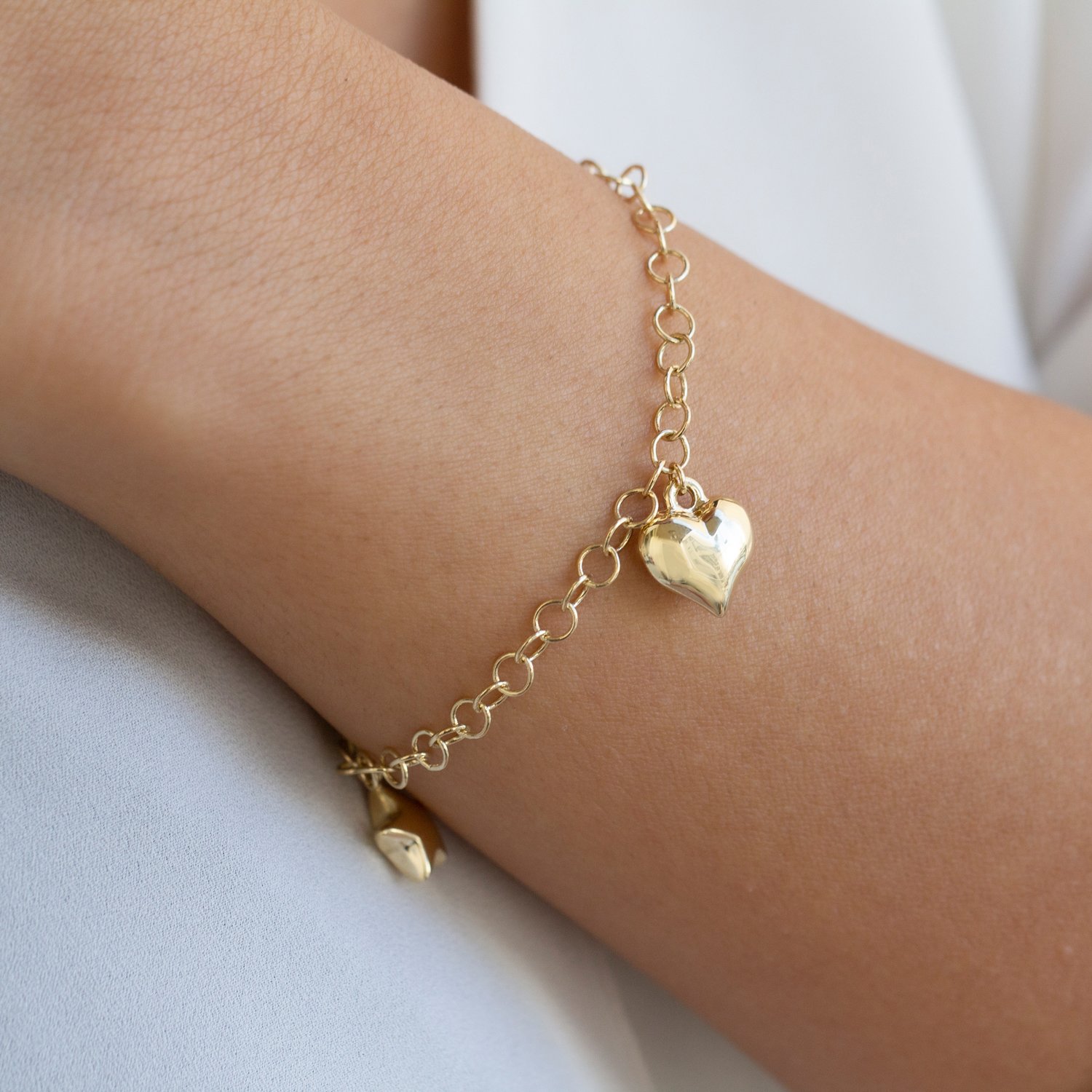 14 Carat Gold Heart Lucky Bracelet