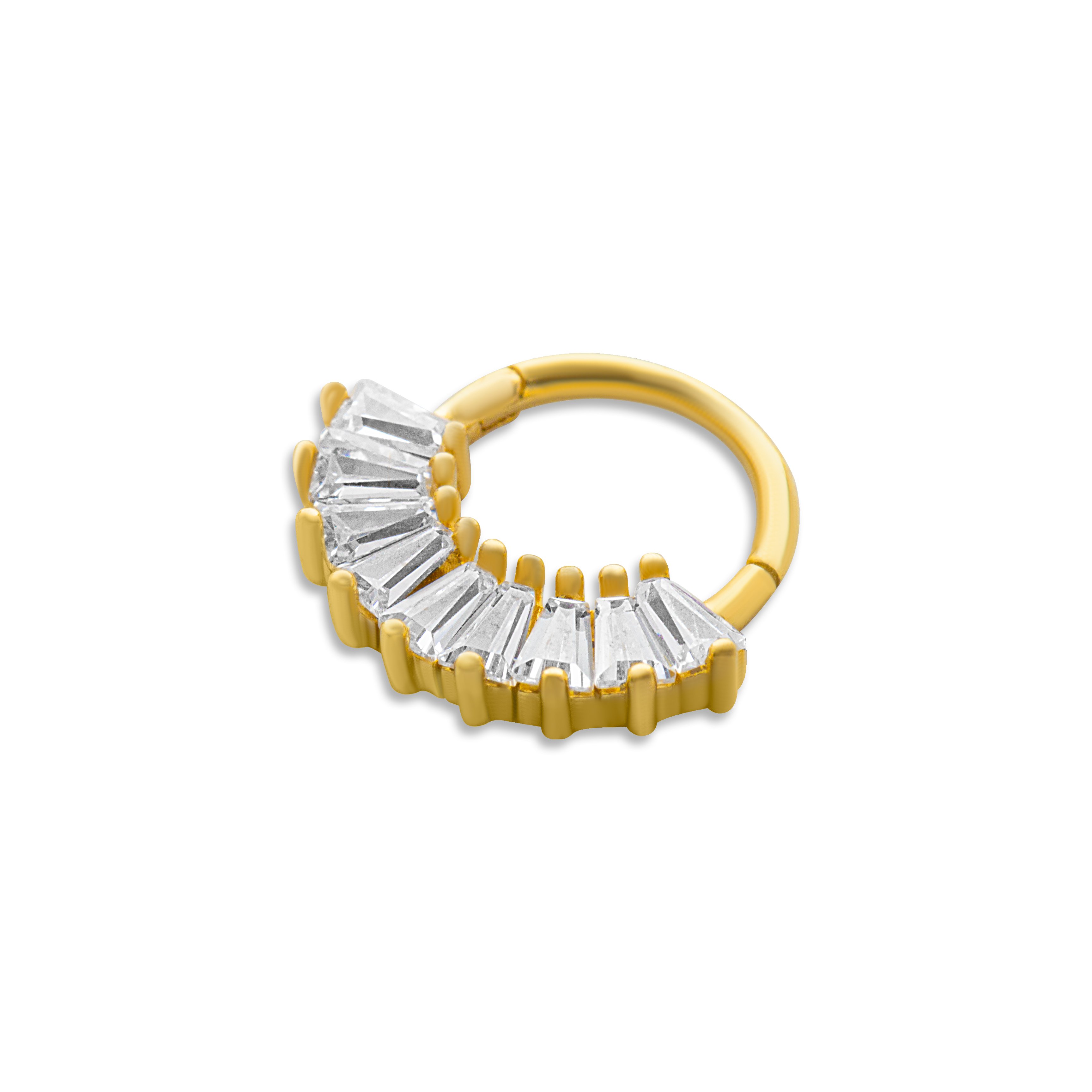 14 Carat Gold Special Baguette Stone Helix Piercing