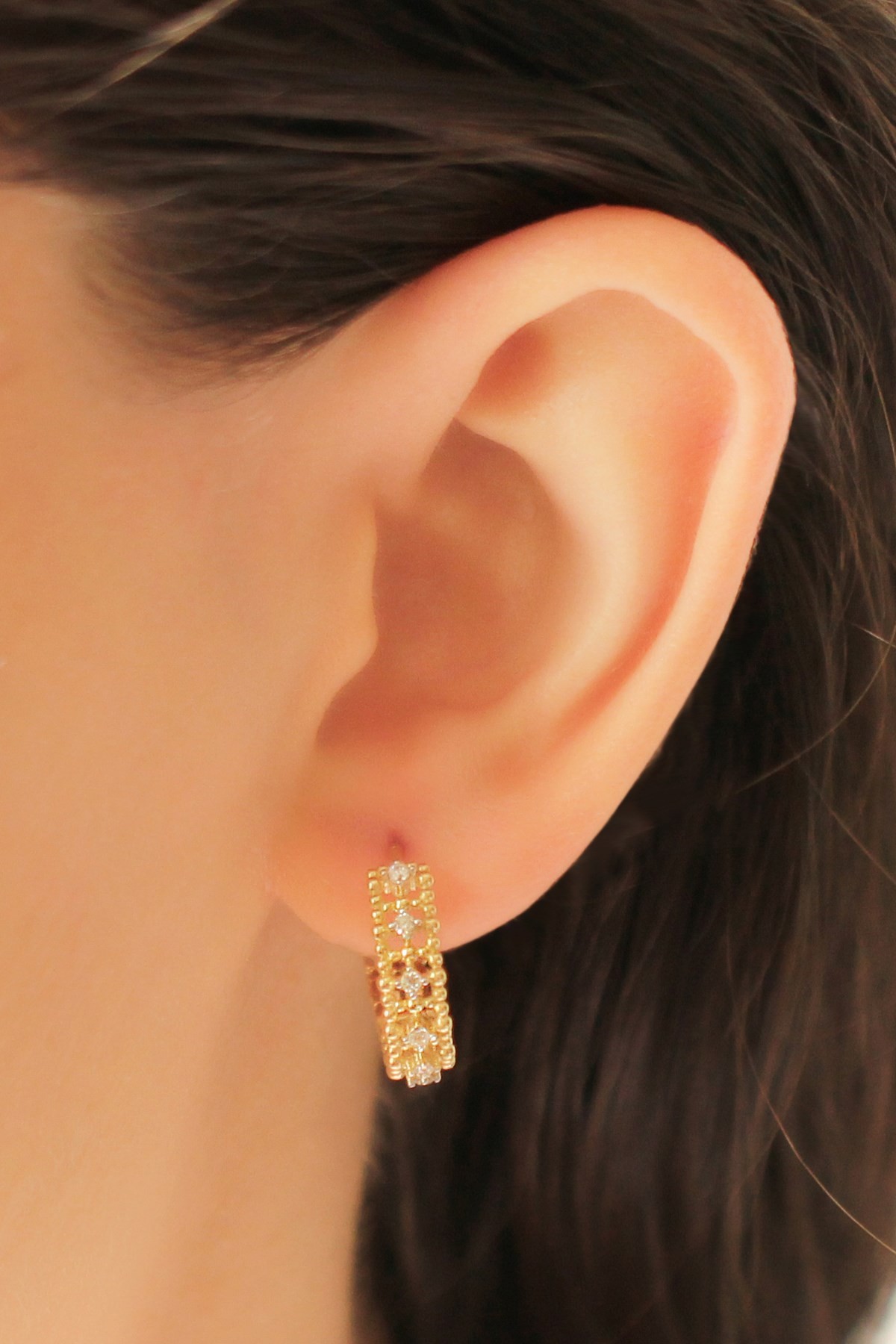 Minaliva 14 Carat Yellow Gold Zircon Stone Earrings