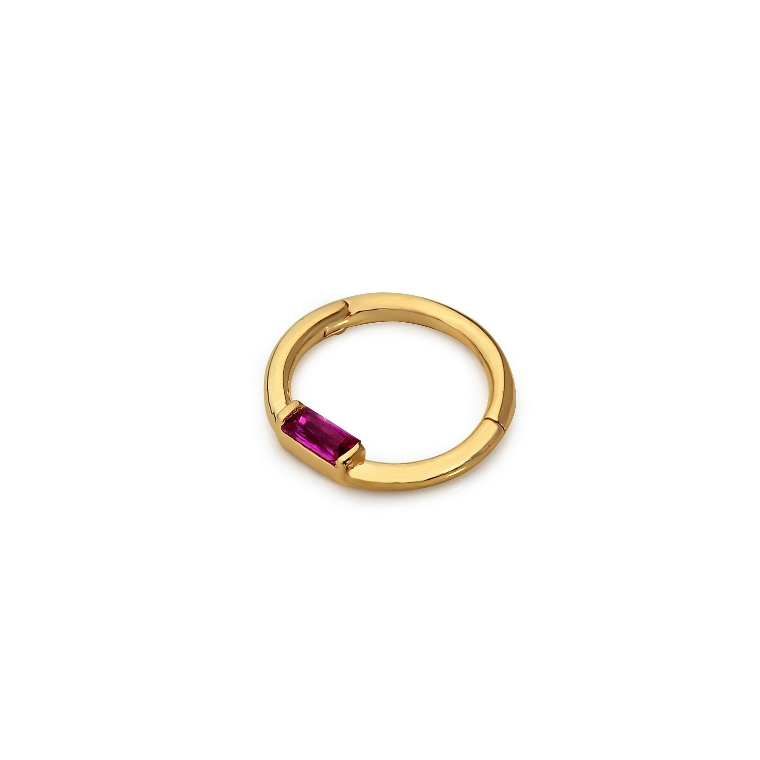 14 Carat Gold Minimal Ruby Baguette Stone Helix Piercing