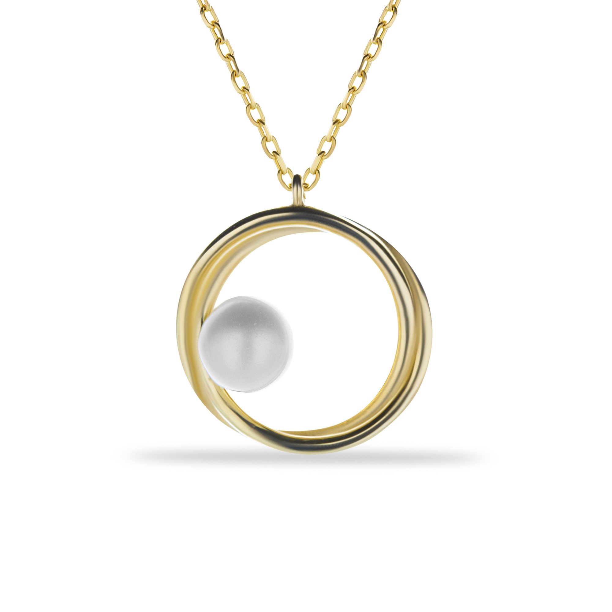 14 Carat Gold Modern White Pearl Necklace