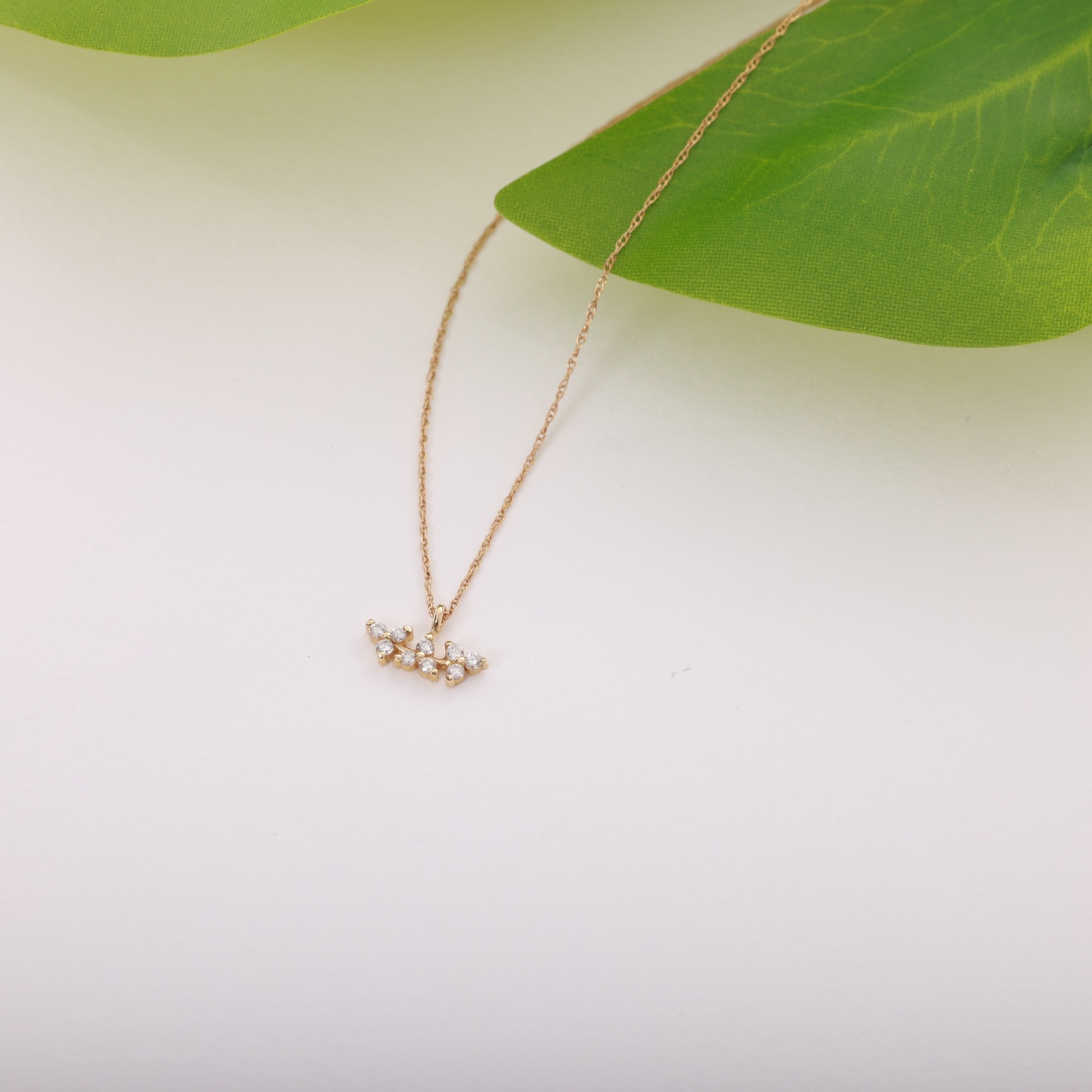 14 Carat Gold Zircon Stone Branch Necklace